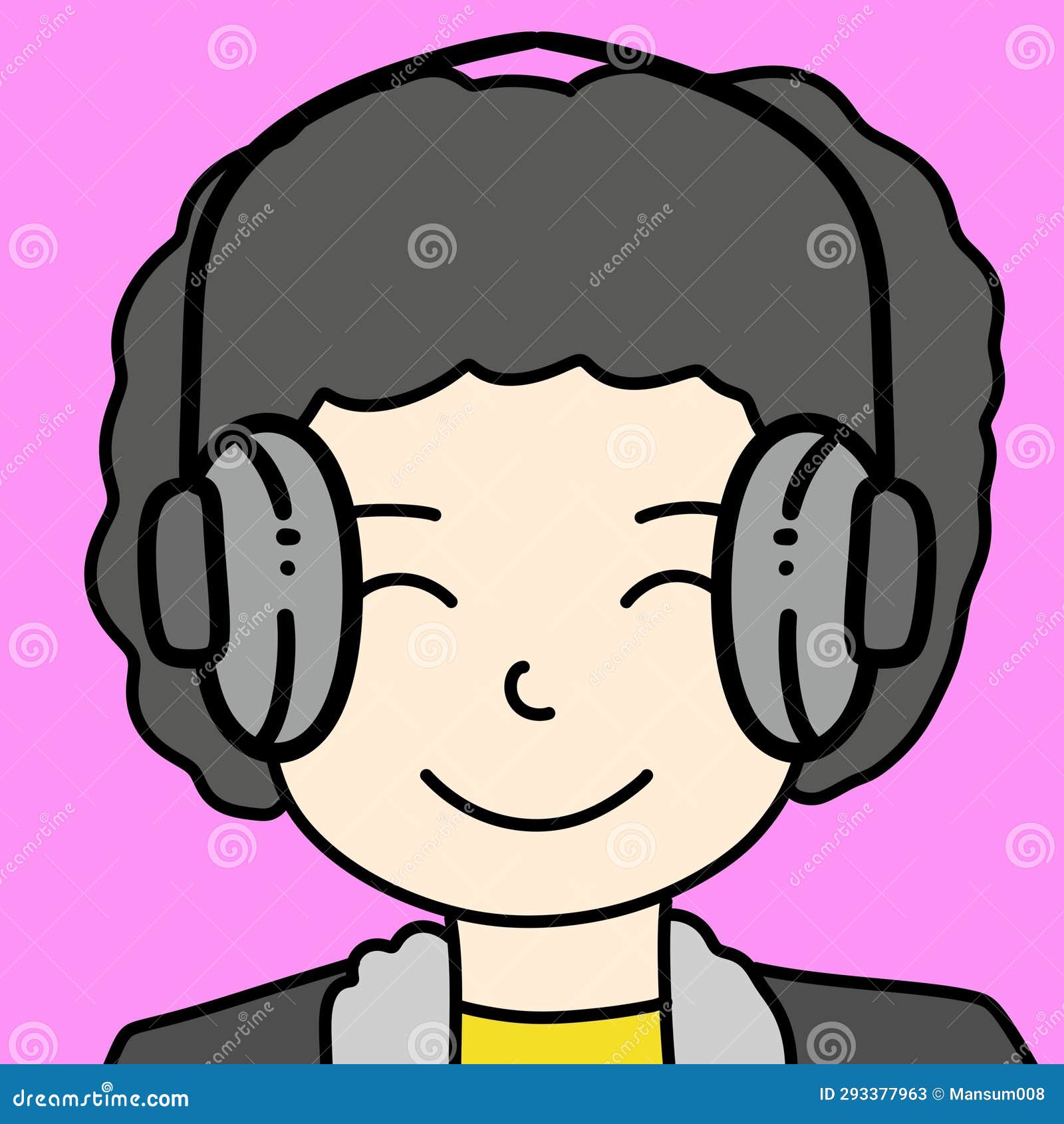 Boy with headset cartoon stock illustration. Illustration of comic