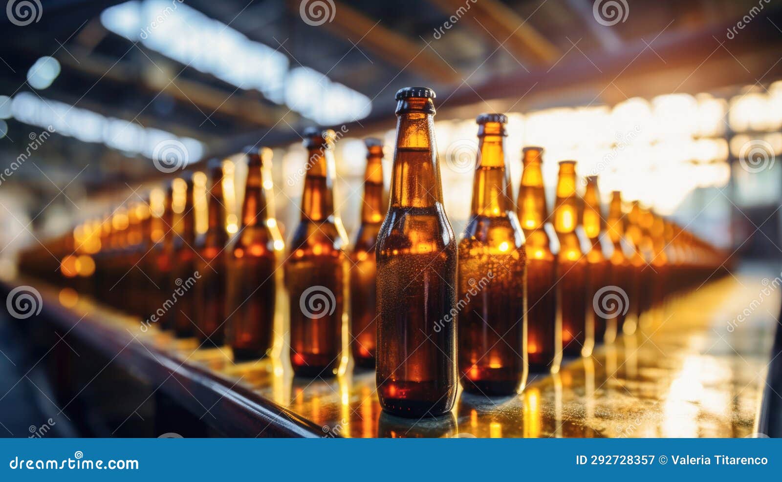 The Art of Brewing and Packaging Beer in Glass Bottles. Stock Image