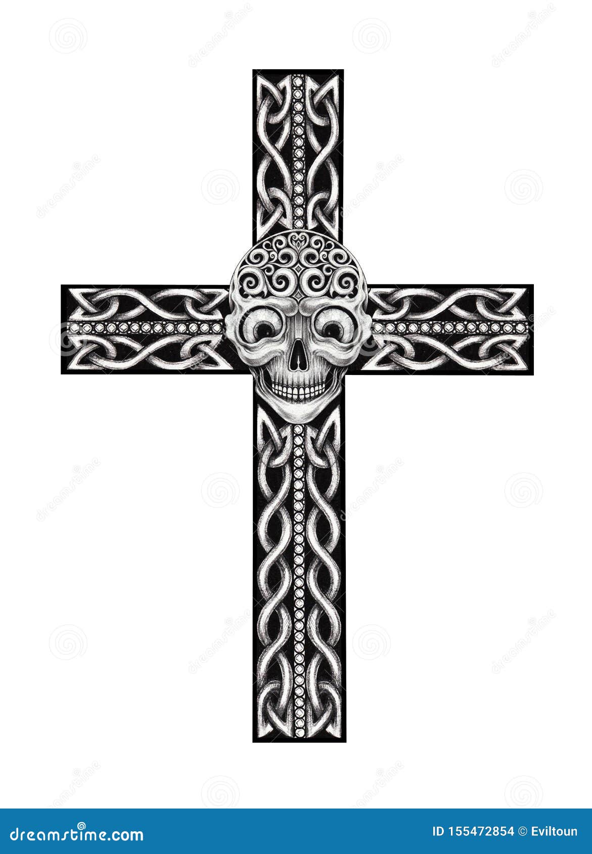 Art Celtic Skull Cross Tattoo. Stock Illustration - Illustration of bone,  face: 155472854
