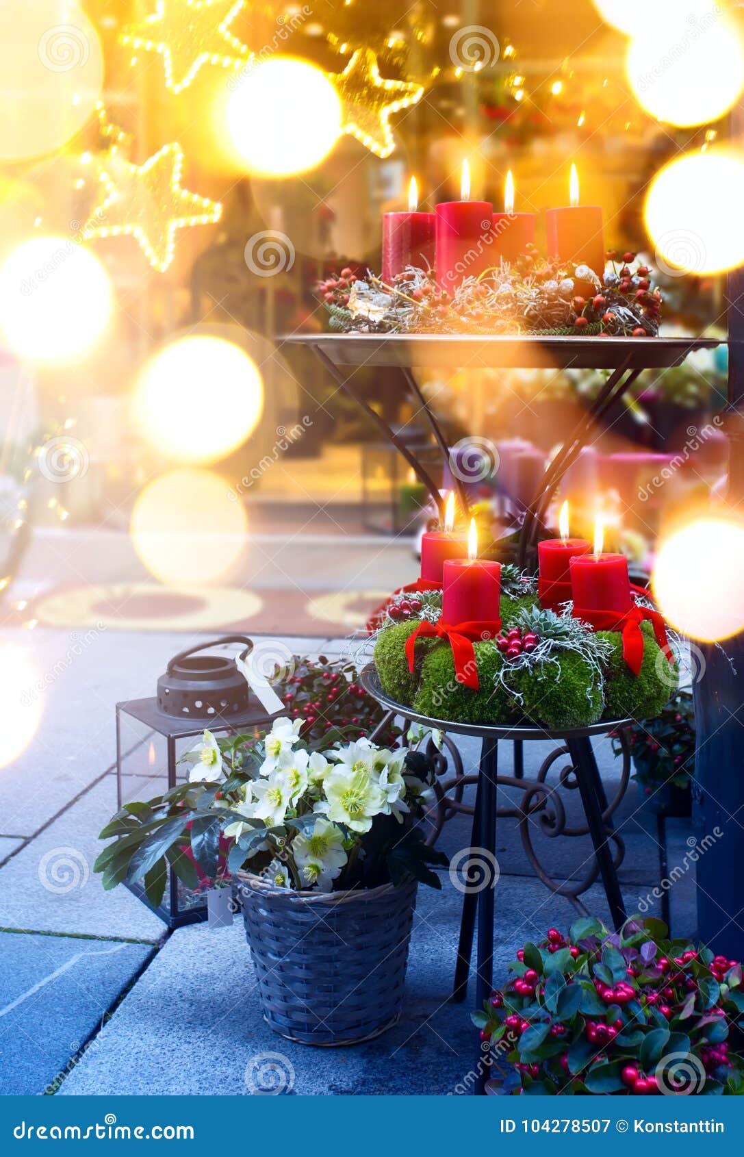 Art Christmas Crafts Fair; European Christmas Market Scene; Stock Image - Image of light, market ...