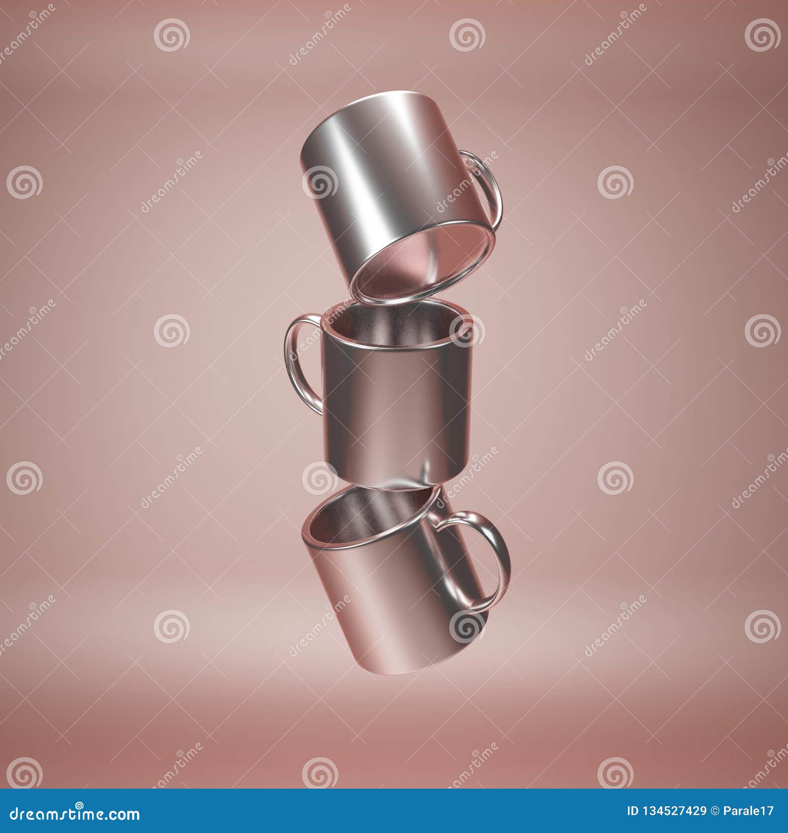 art collection coffee cup 3d render from imagine anti gravity in pink modern style
