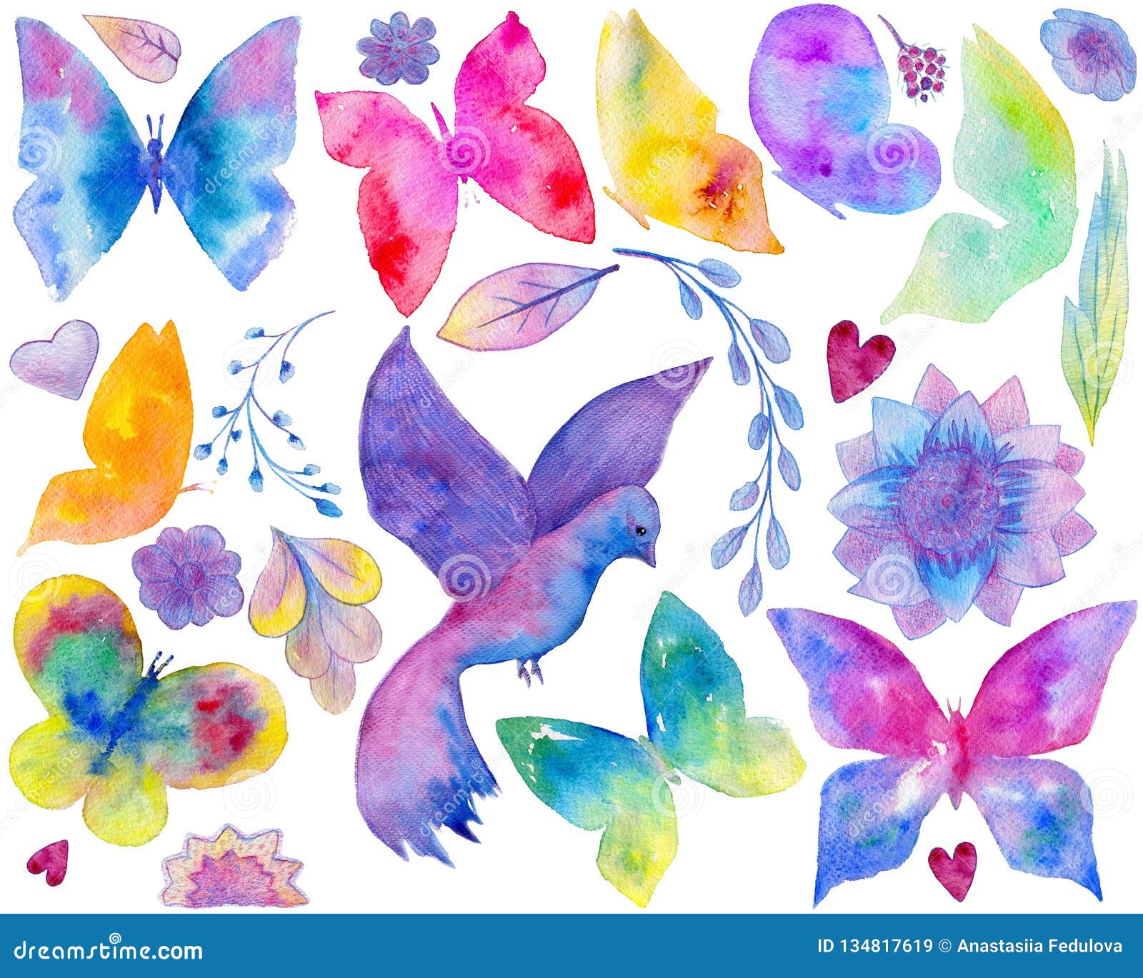 Download Art Collection Including Butterfly Bird Floral Ornament Flowers Leaf Hearts On The White Background Stock Illustration Illustration Of Drawing Butterfly 134817619