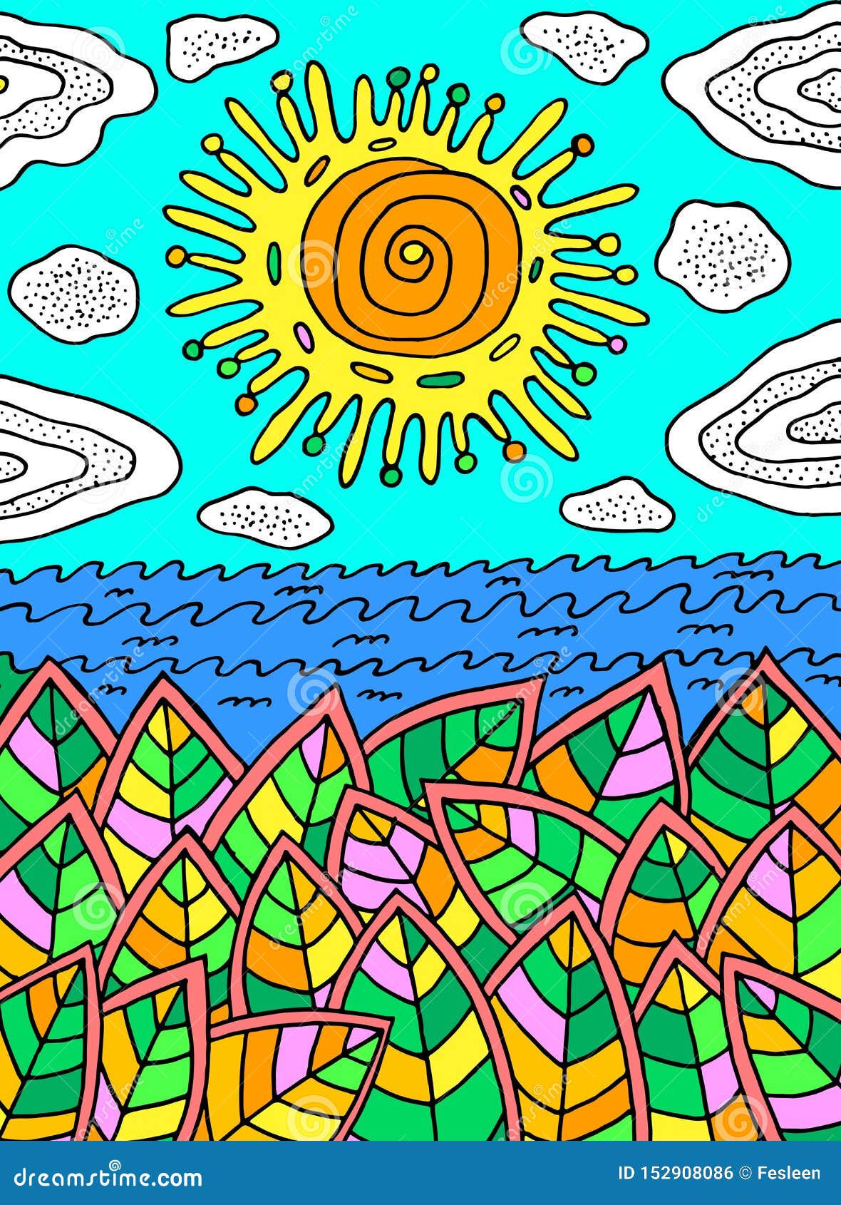 Art Colore Paysage D Ete Avec Le Soleil Et Feuilles Et Mer Illustration De Griffonnage De Couleur Illustration De Vecteur Illustration De Vecteur Illustration Du Dessine Fond Art Colore Paysage D Ete Avec Le Soleil Et Feuilles Et Mer Illustration De Griffonnage De Couleur Illustration De Vecteur Illustration De Vecteur Illustration Du Dessine Fond