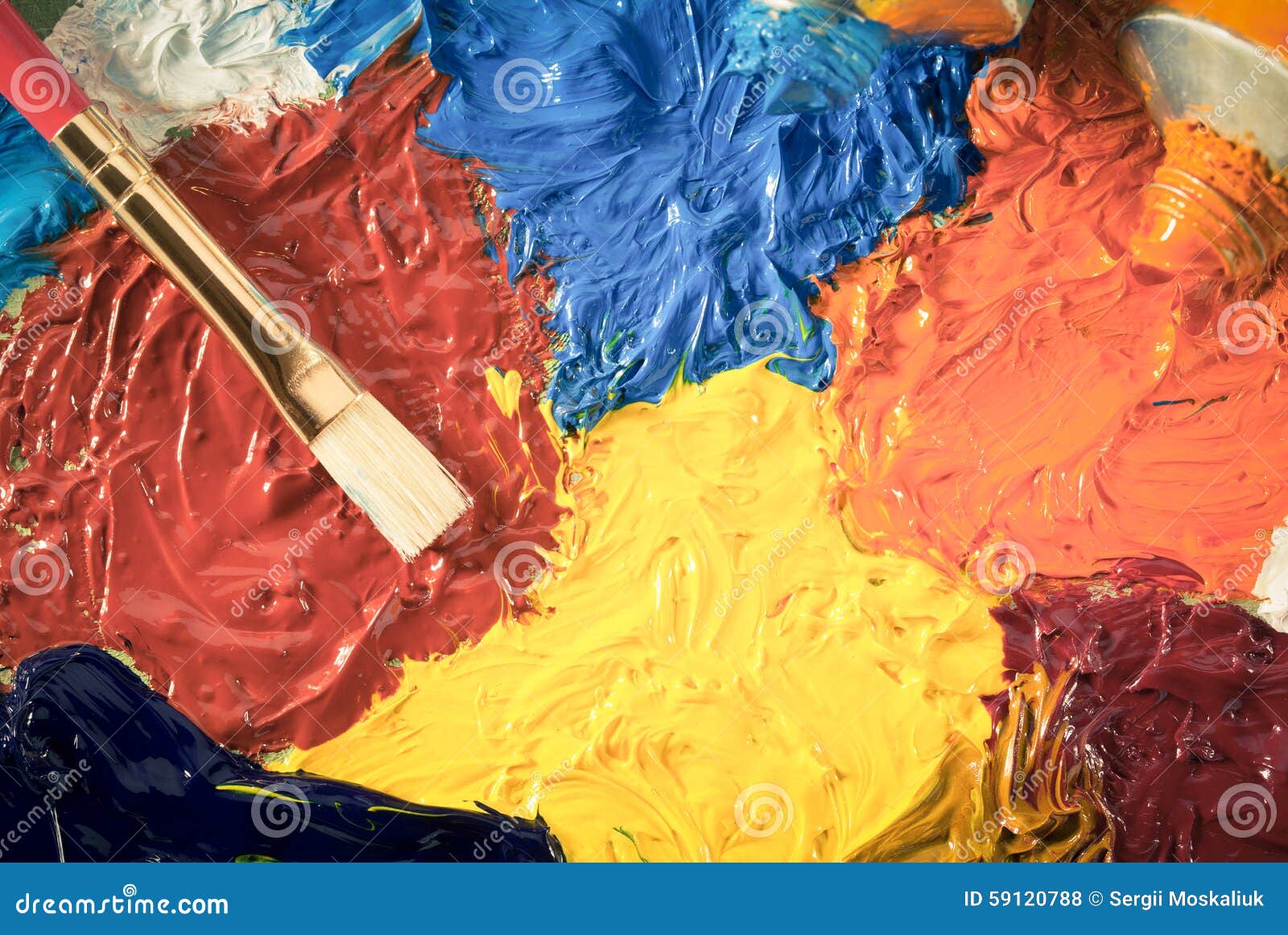 Art Concept With Brush And Oil Paint Stock Photo Image of horizontal