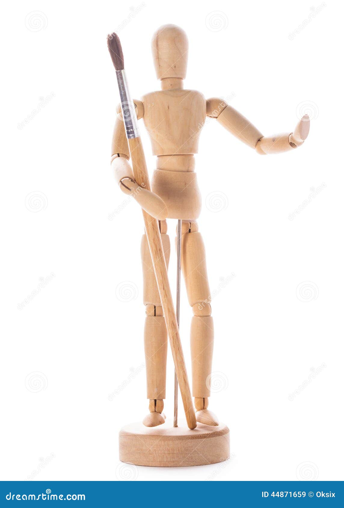Vertical Shot Wooden Pose Doll One Hand Its Head Other Stock Photo by  ©Wirestock 317355488