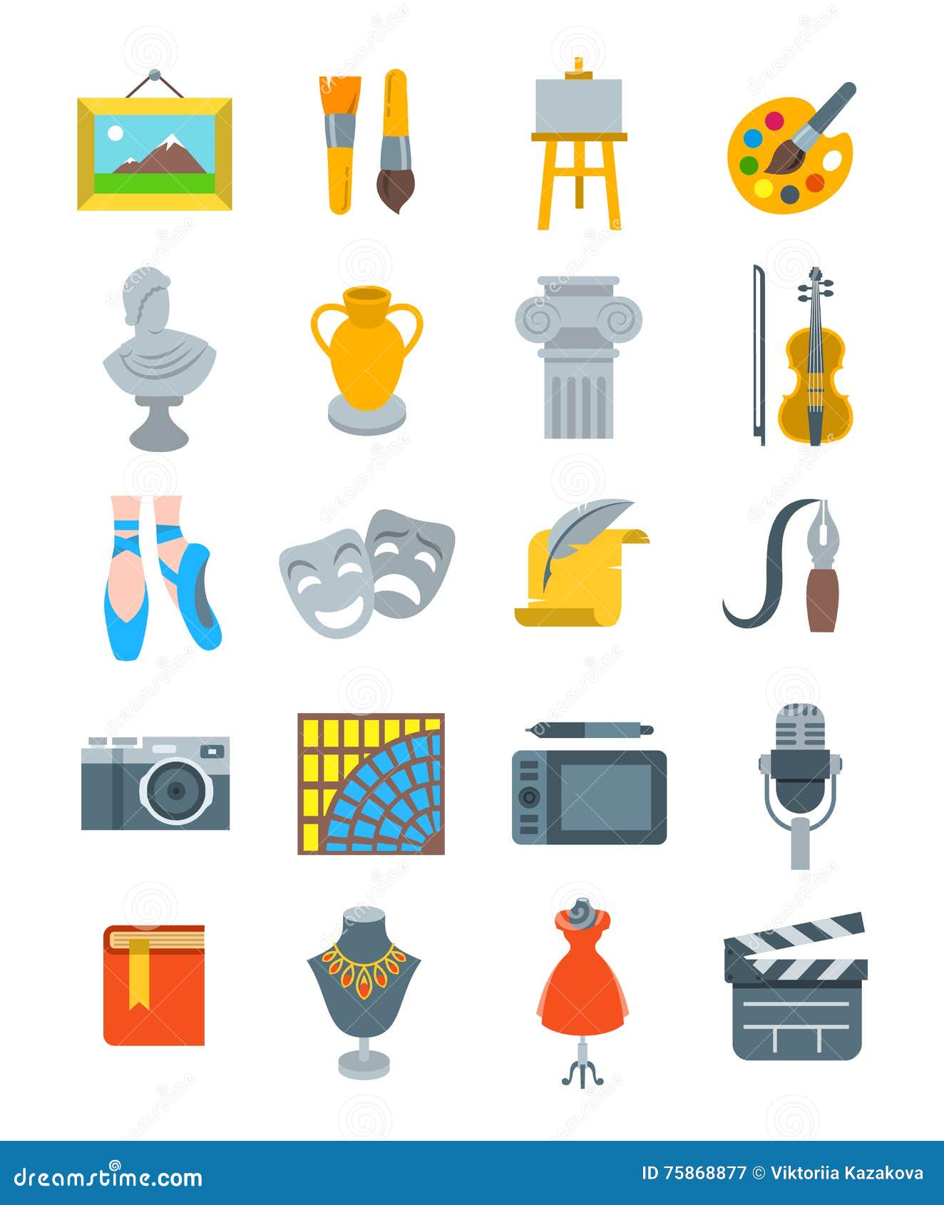 art and crafts flat  icons set