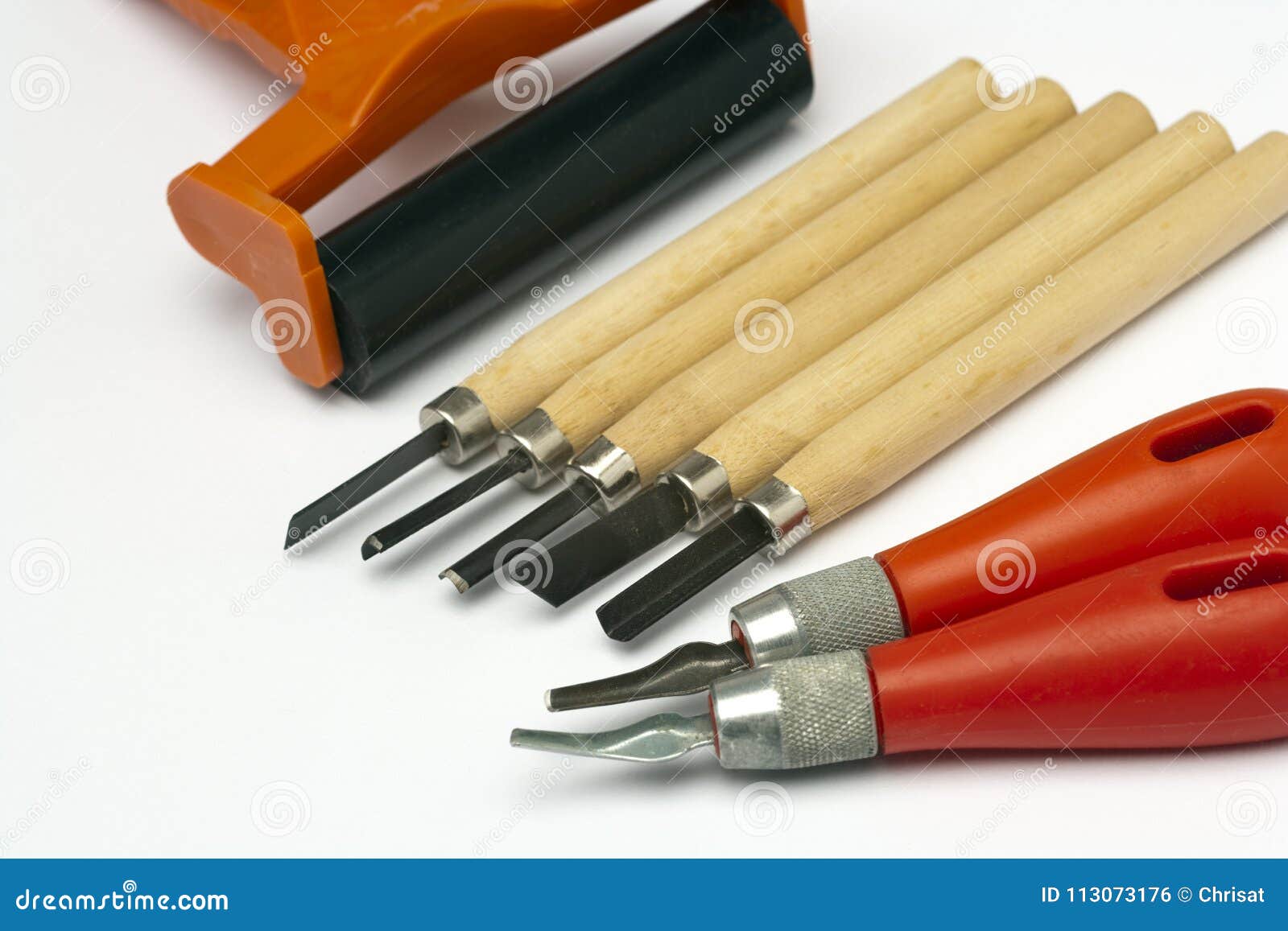 Linocut Materials and Tools Stock Photo - Image of arts, pastime