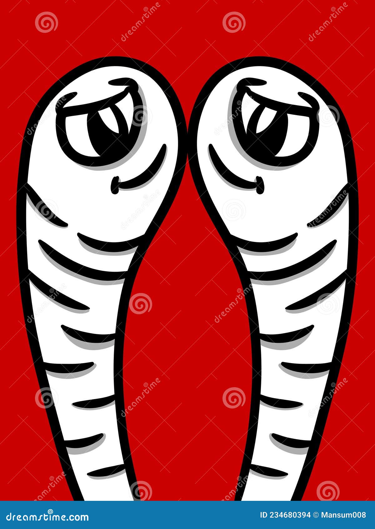 Cute Cartoon on Red Background Stock Illustration Illustration of