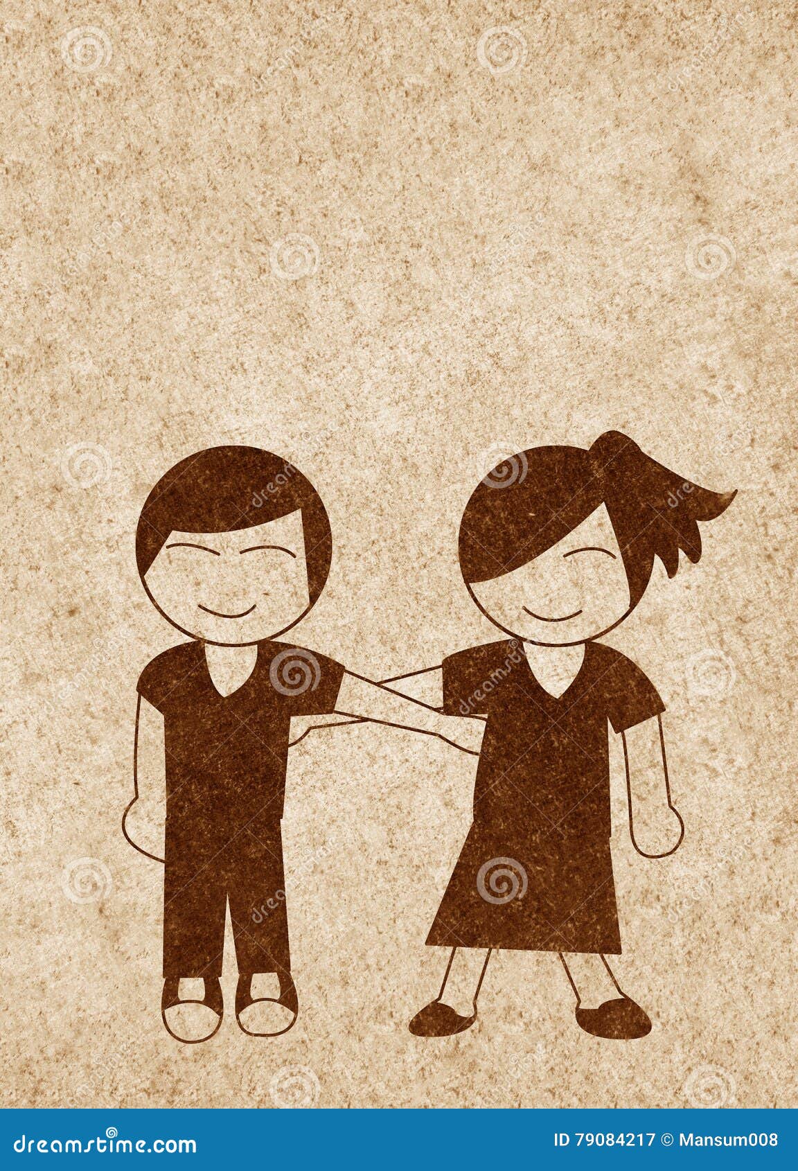 Art Cute Couple Cartoon on Grunge Brown Background Stock Illustration -  Illustration of wallpaper, cartoon: 79084217