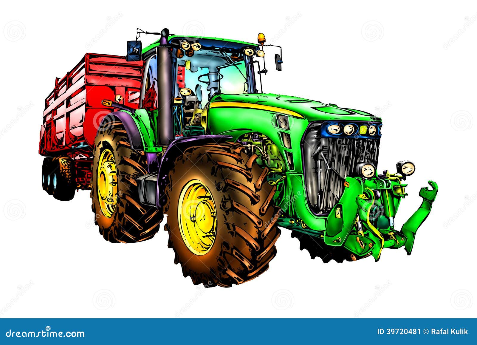 image stock art de couleur d illustration de tracteur agricole image