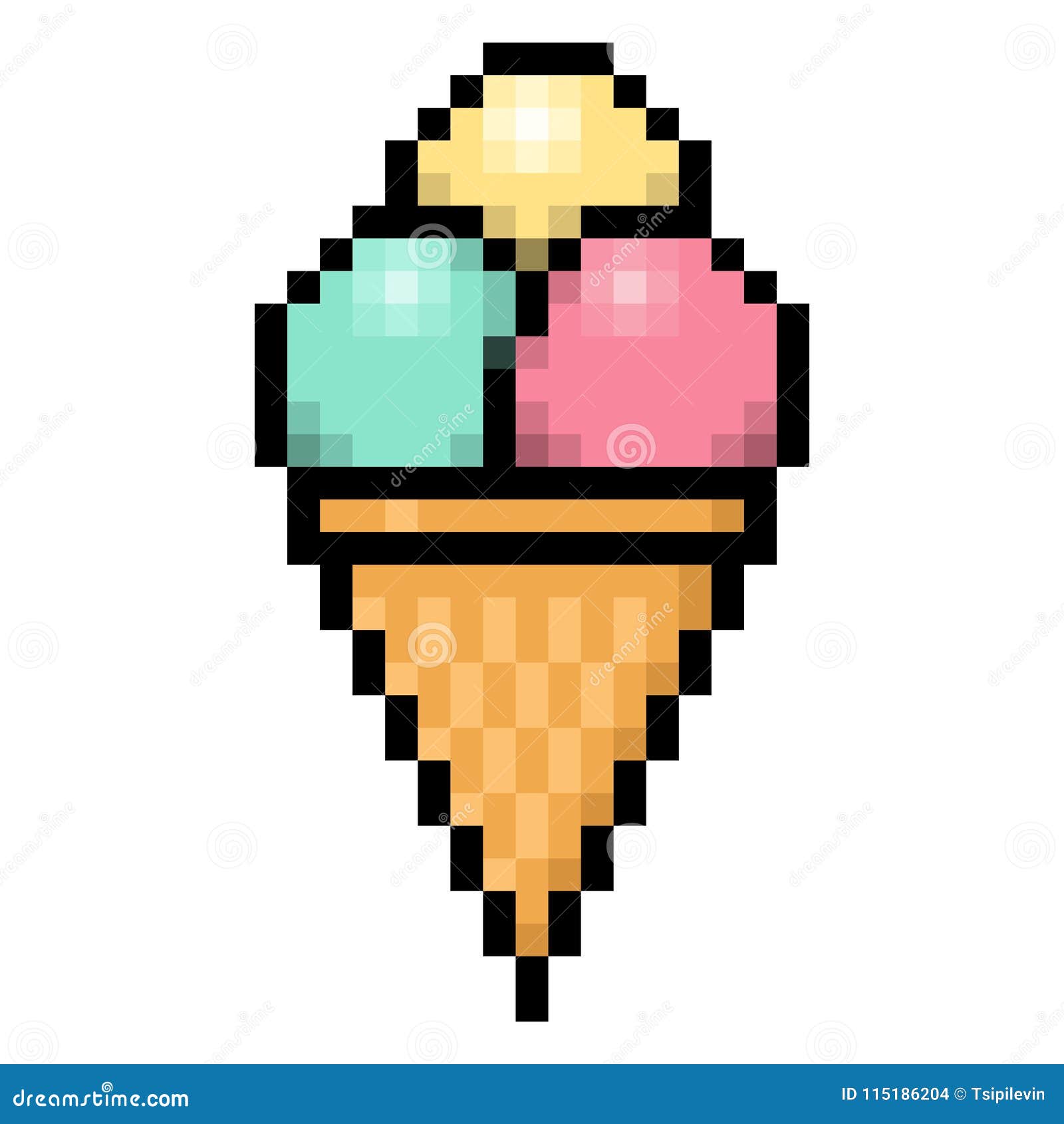 Art De Pixel De Crème Glacée Illustration Stock