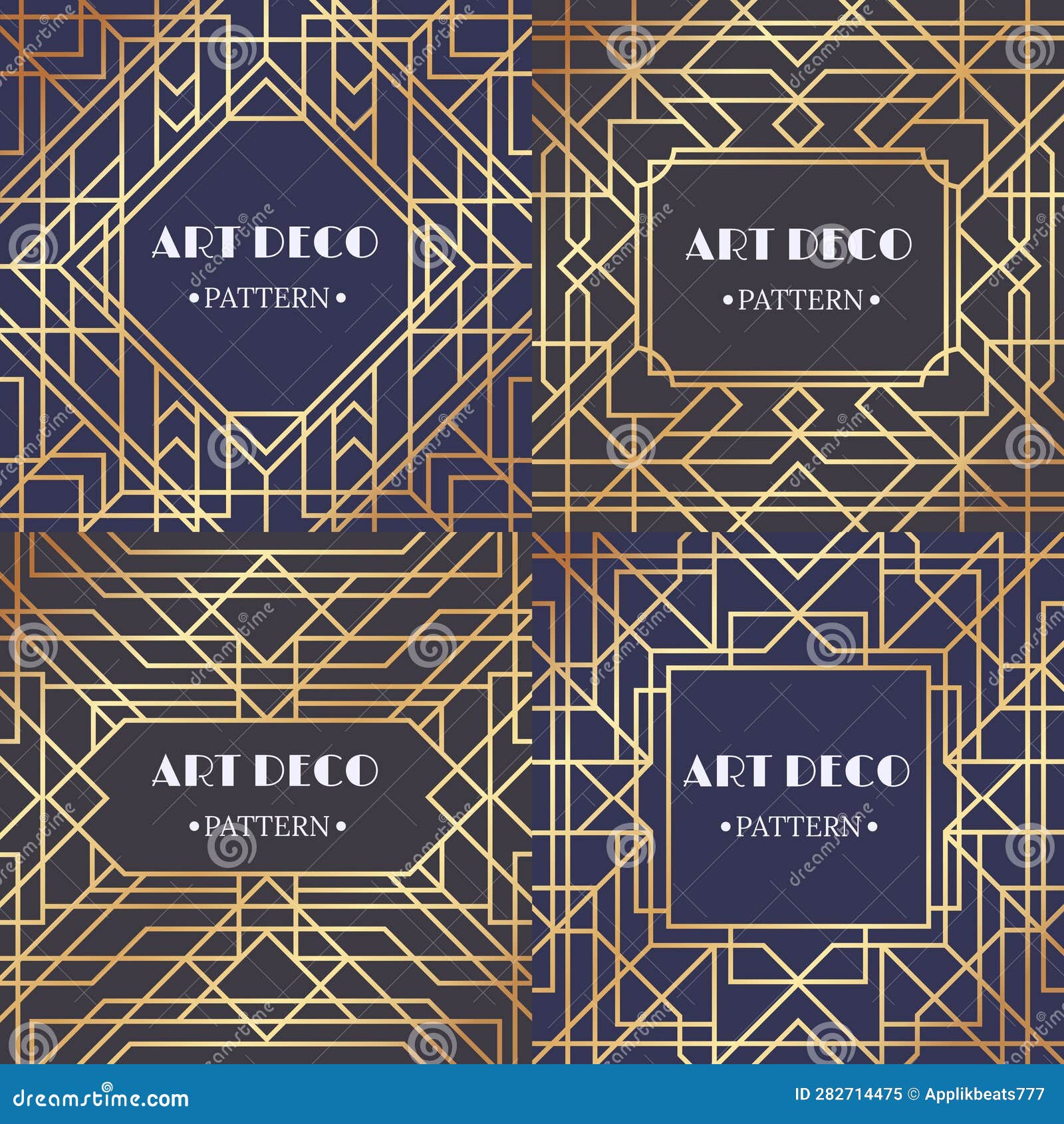 art deco border. glamour pattern retro party frames background, decorative borders  set