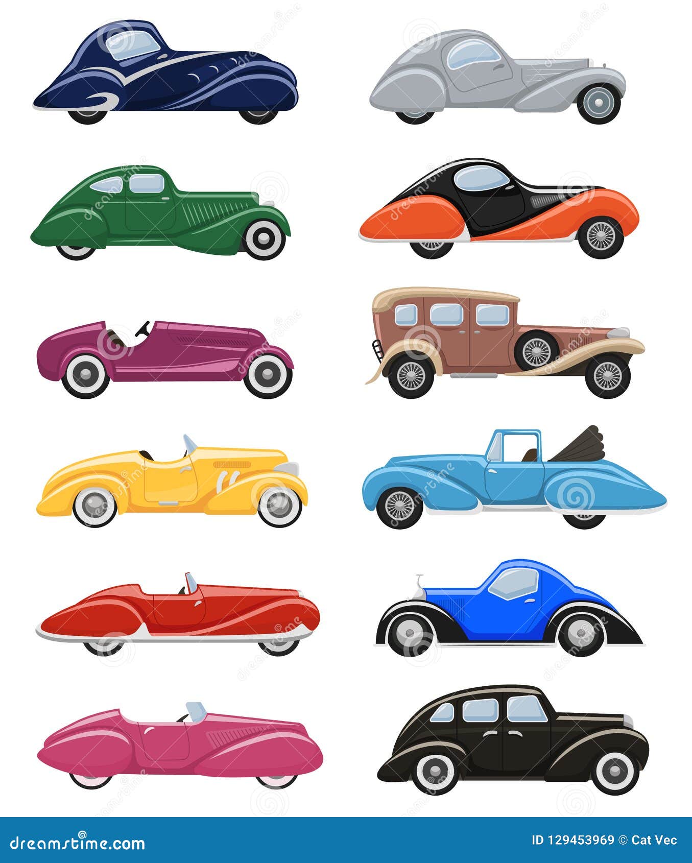 Art Deco Car Vector Retro Luxury Auto Transport and Art-deco Modern ...