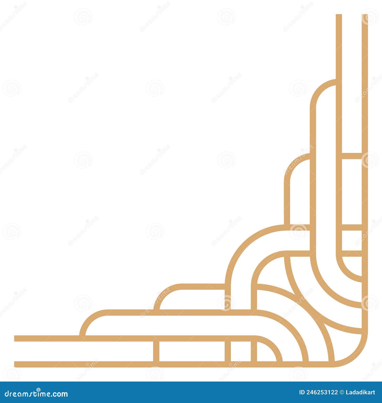 Art Deco Corner. Modern Graphic Corners For Vintage Gold Pattern Border