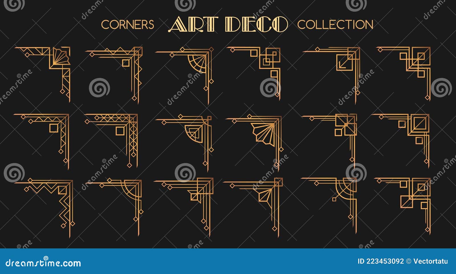 price Discourage Monetary Art deco corners set stock vector. Illustration of calligraphic - 223453092