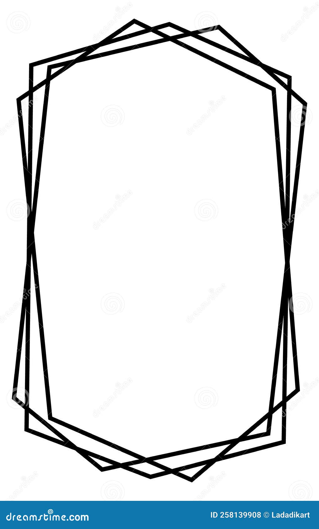 Art Deco Frame. Black Line Polygon Border Stock Vector Illustration