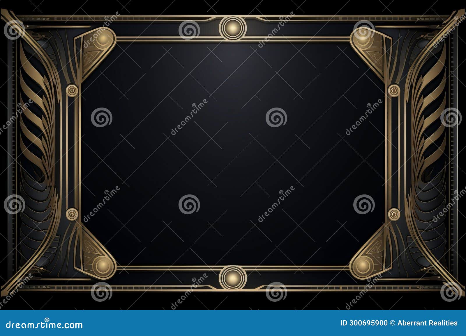 Art Deco Gold Frame with Black Background Stock Illustration