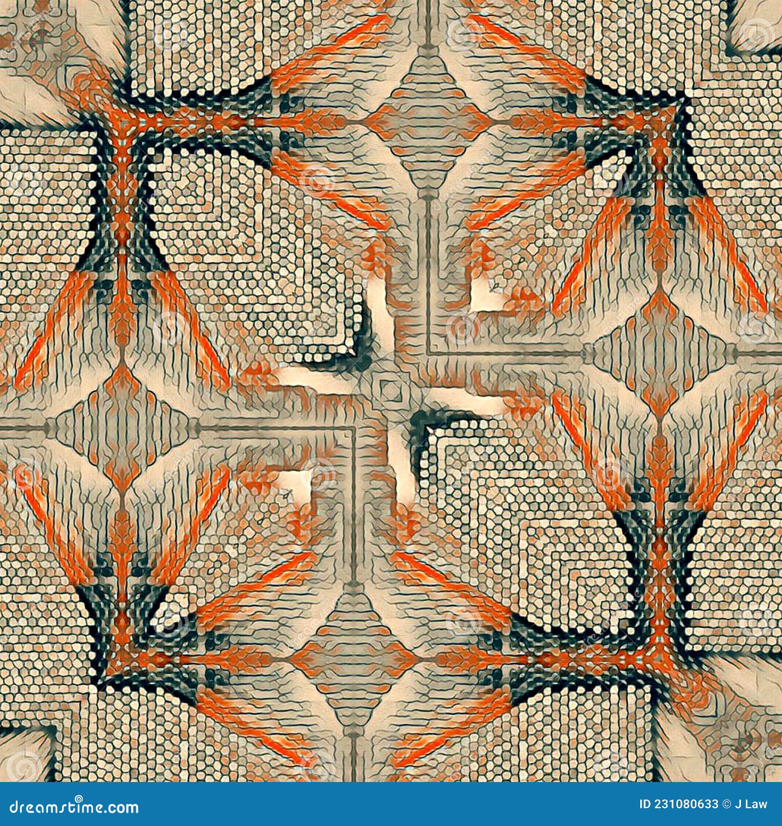 Art Deco Intricate Design in Grey and Orange Stock Image Image of