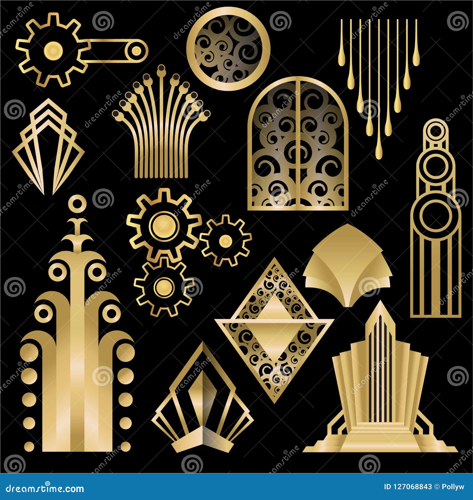 Art Deco , Art Nuevo Geometric Elements, Frames Triangles, Circles. Diy Set  Of Frames. Great Gatsby, Party Golden Frame . Stock Vector - Illustration  Of Great, Abstract: 127068843