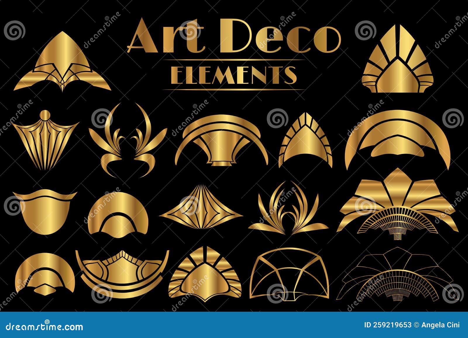 Art Deco Ornaments and Decoration Elements Stock Vector Illustration
