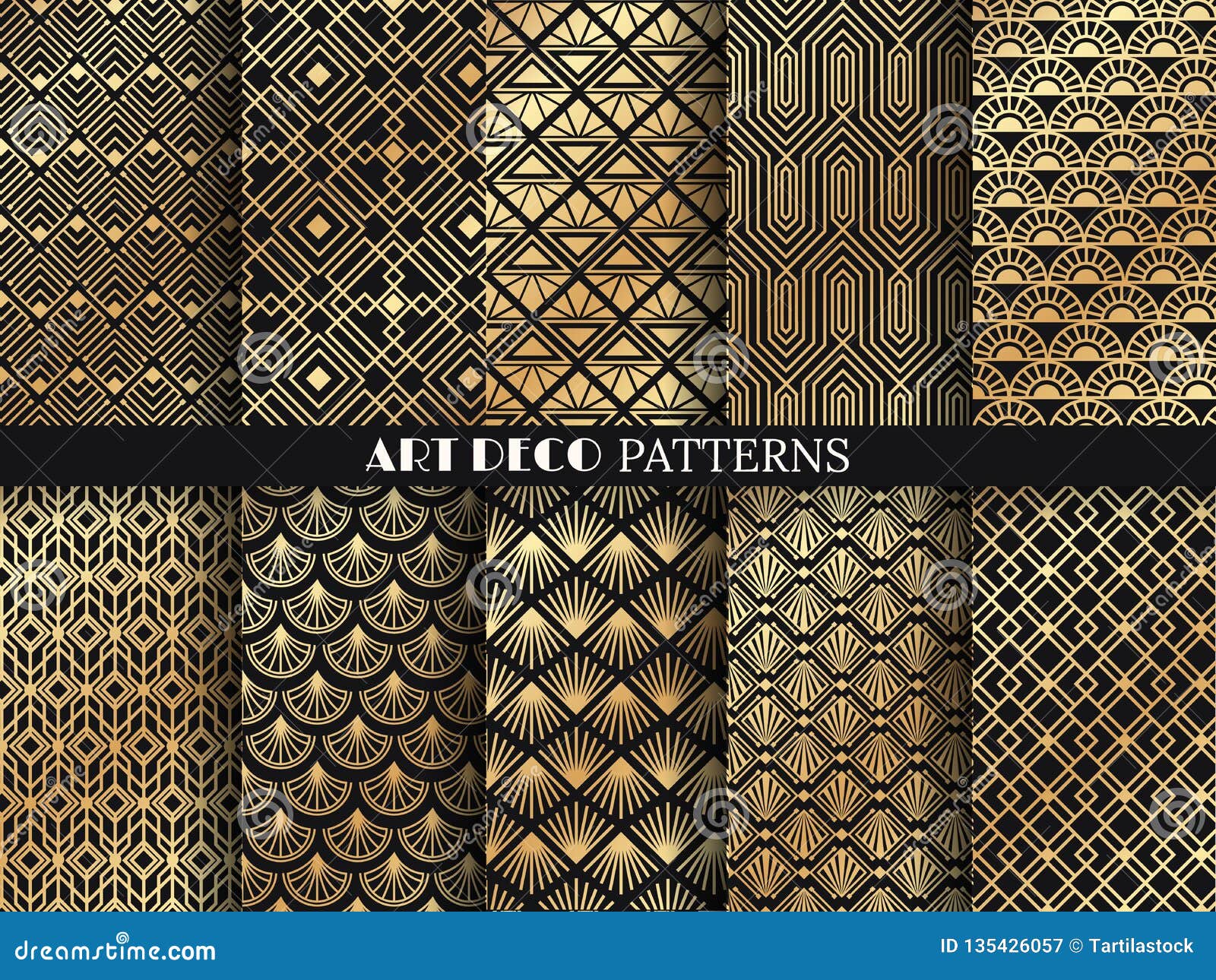 art deco pattern. golden minimalism lines, vintage geometric arts and deco line ornate seamless patterns  set