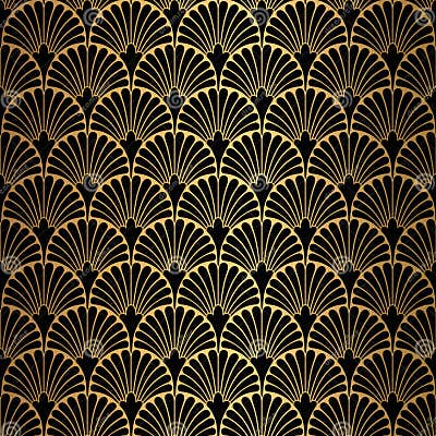 Art Deco Pattern. Seamless Black and Gold Background Stock Vector ...