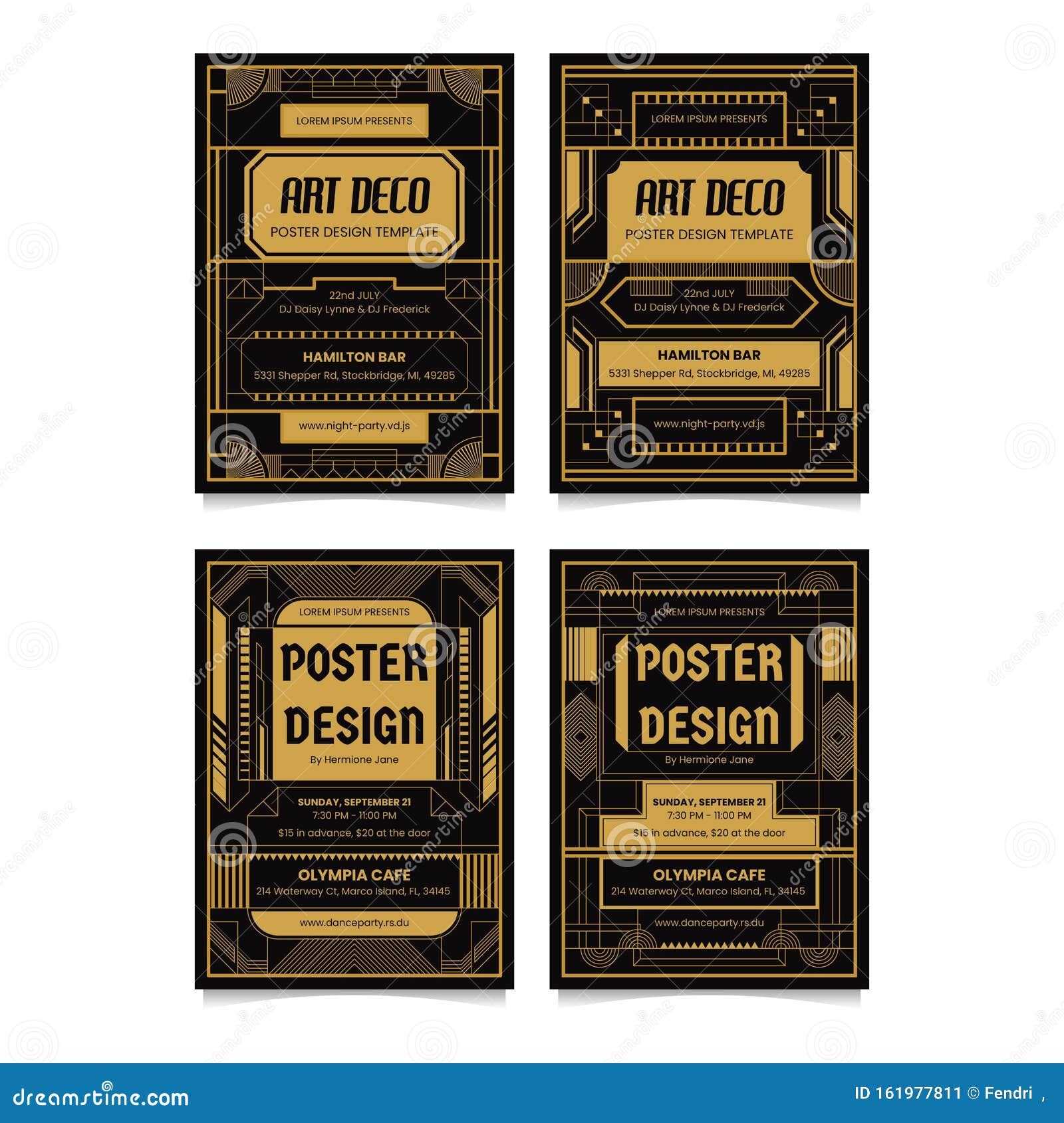 ART DECO POSTER DESIGN TEMPLATE COLLECTIONS Stock Vector Illustration