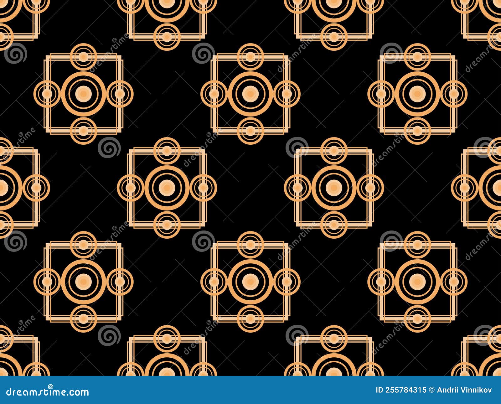 Art Deco Seamless Pattern. Golden Art Line on Black Background. Vintage