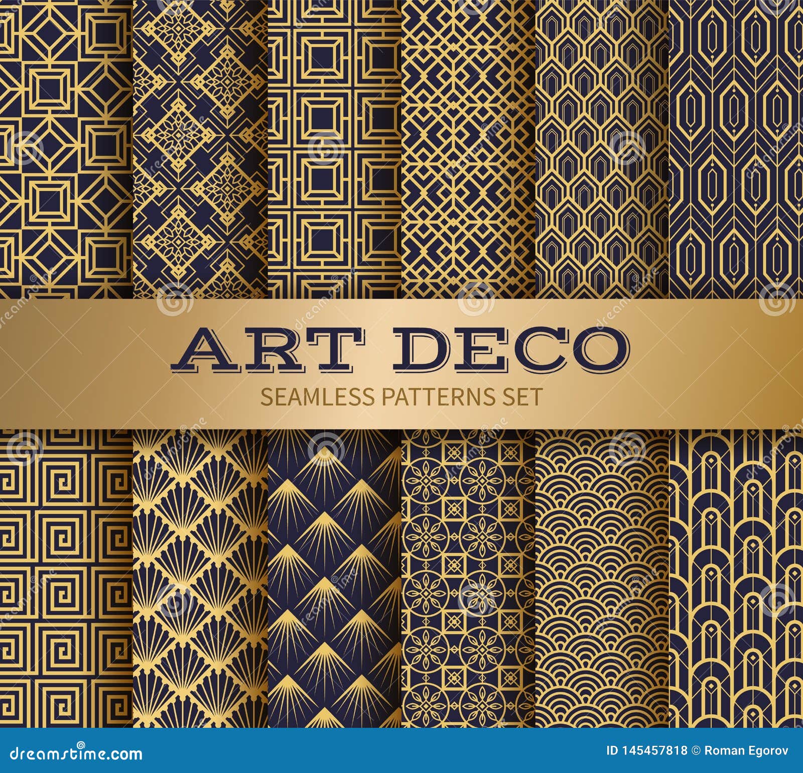 Art Deco Seamless Pattern Luxury Geometric Nouveau Wallpaper Elegant Classic Retro Ornament Vector Golden Abstract Stock Vector Illustration Of Graphic Motif