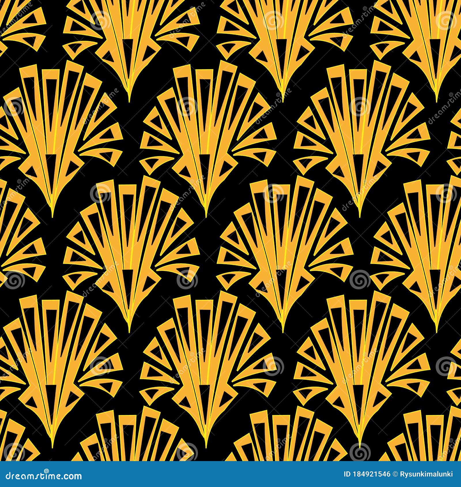 art deco shell ornament seamless  pattern