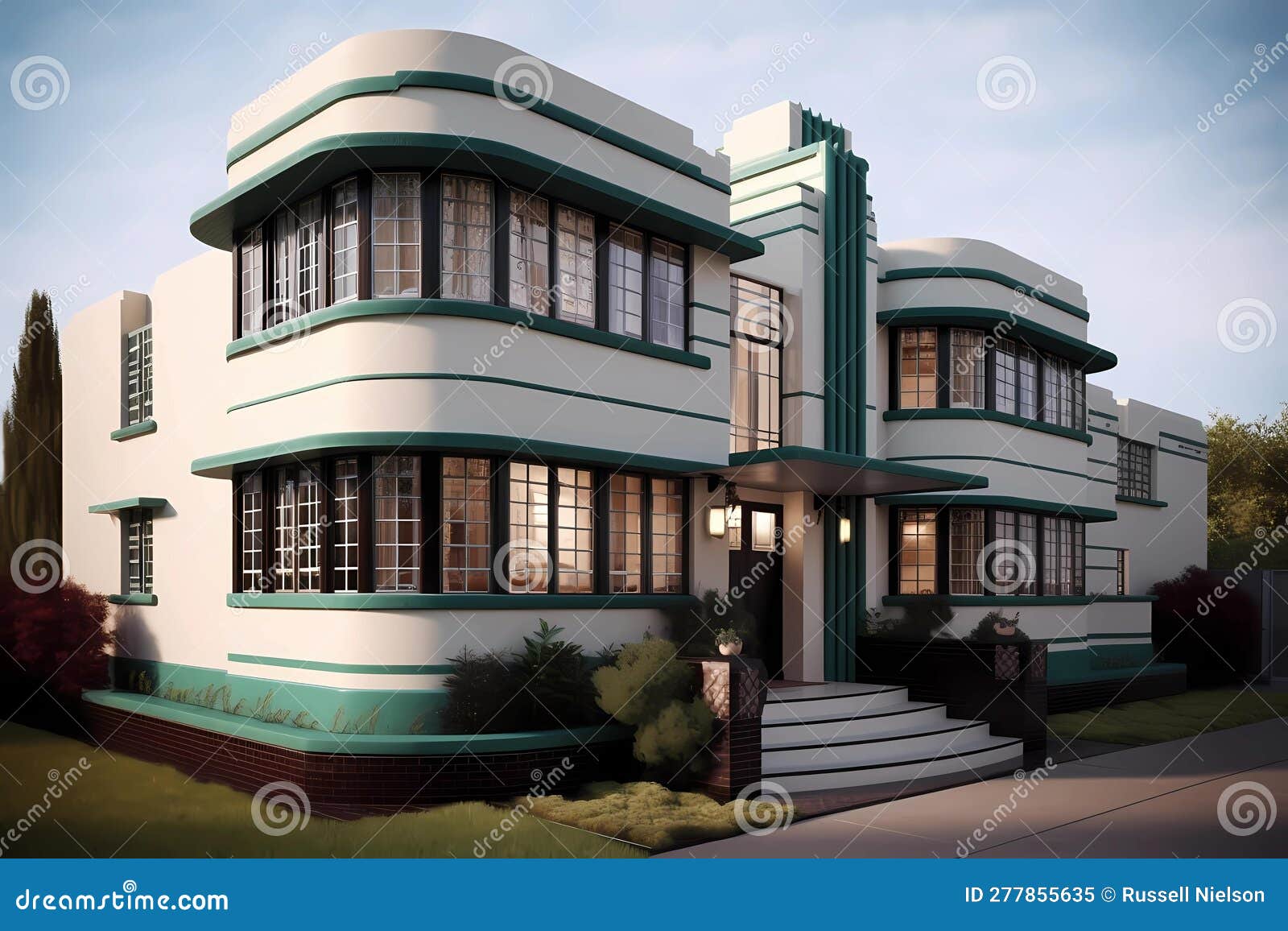 art-deco-style-house-generative-ai-stock-illustration-illustration