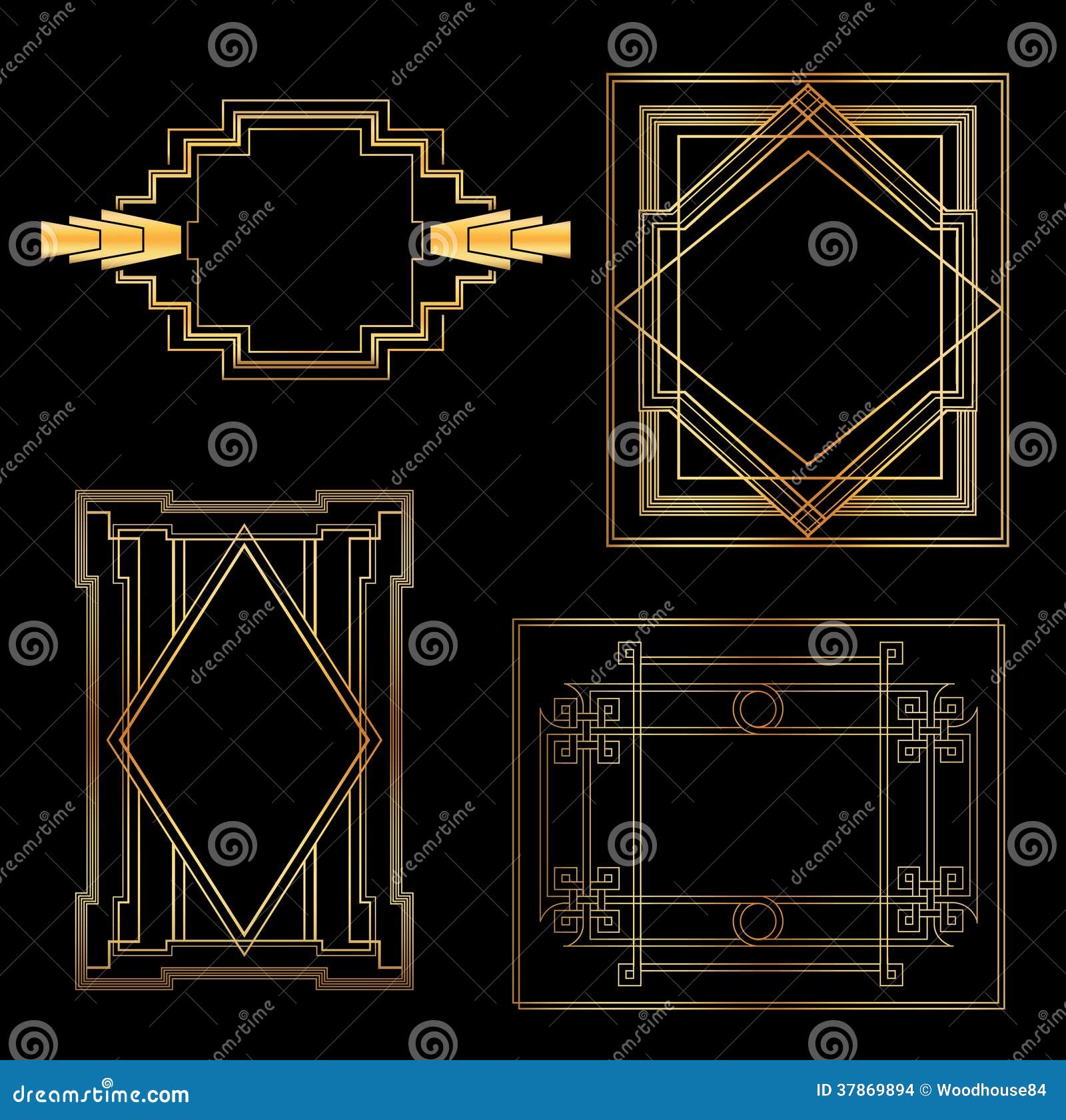 Art Deco Vintage frames stock vector. Illustration of invitation 37869894