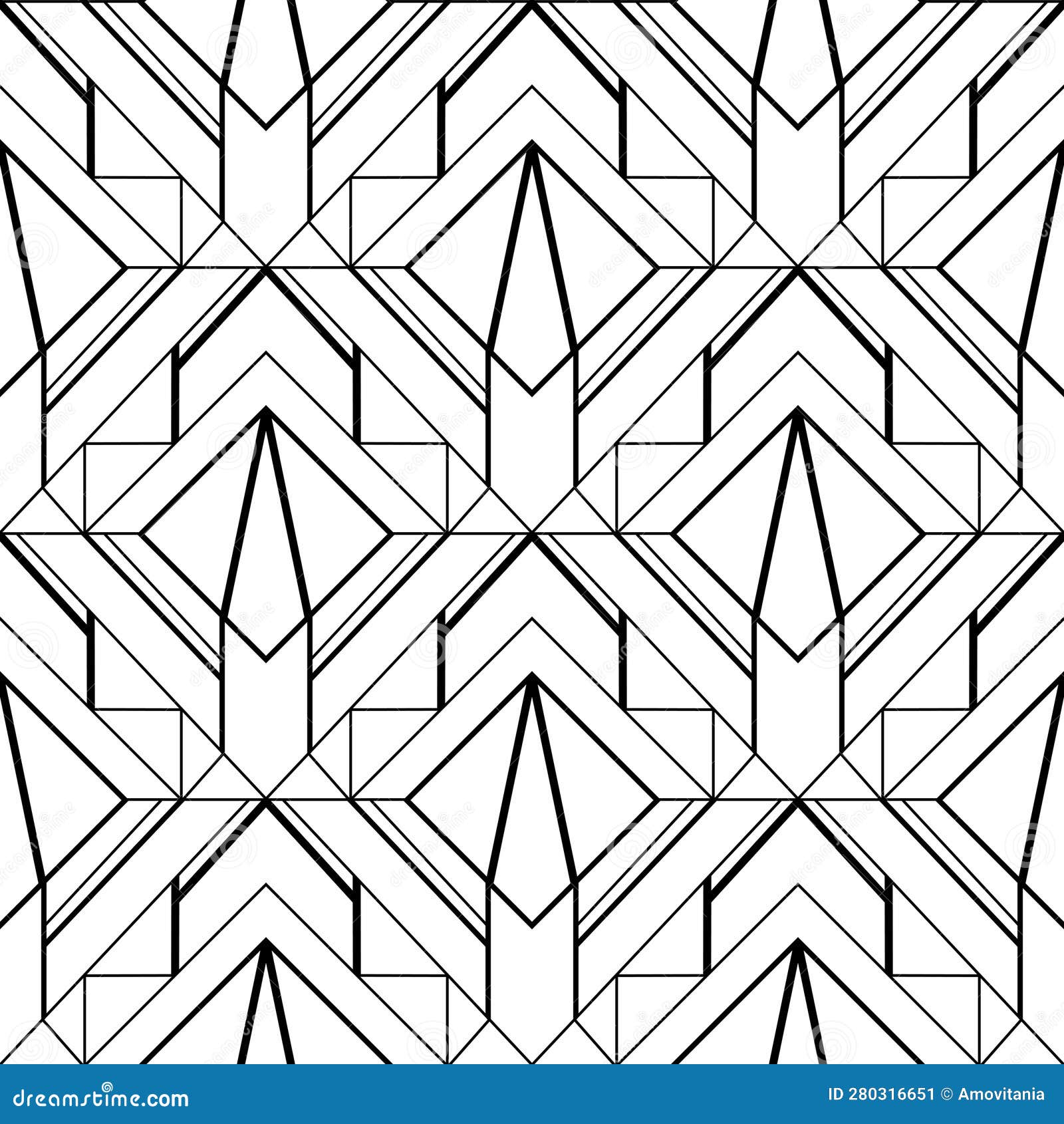 Art Deco Wallpaper. Black and White Seamless Pattern in Roaring ...