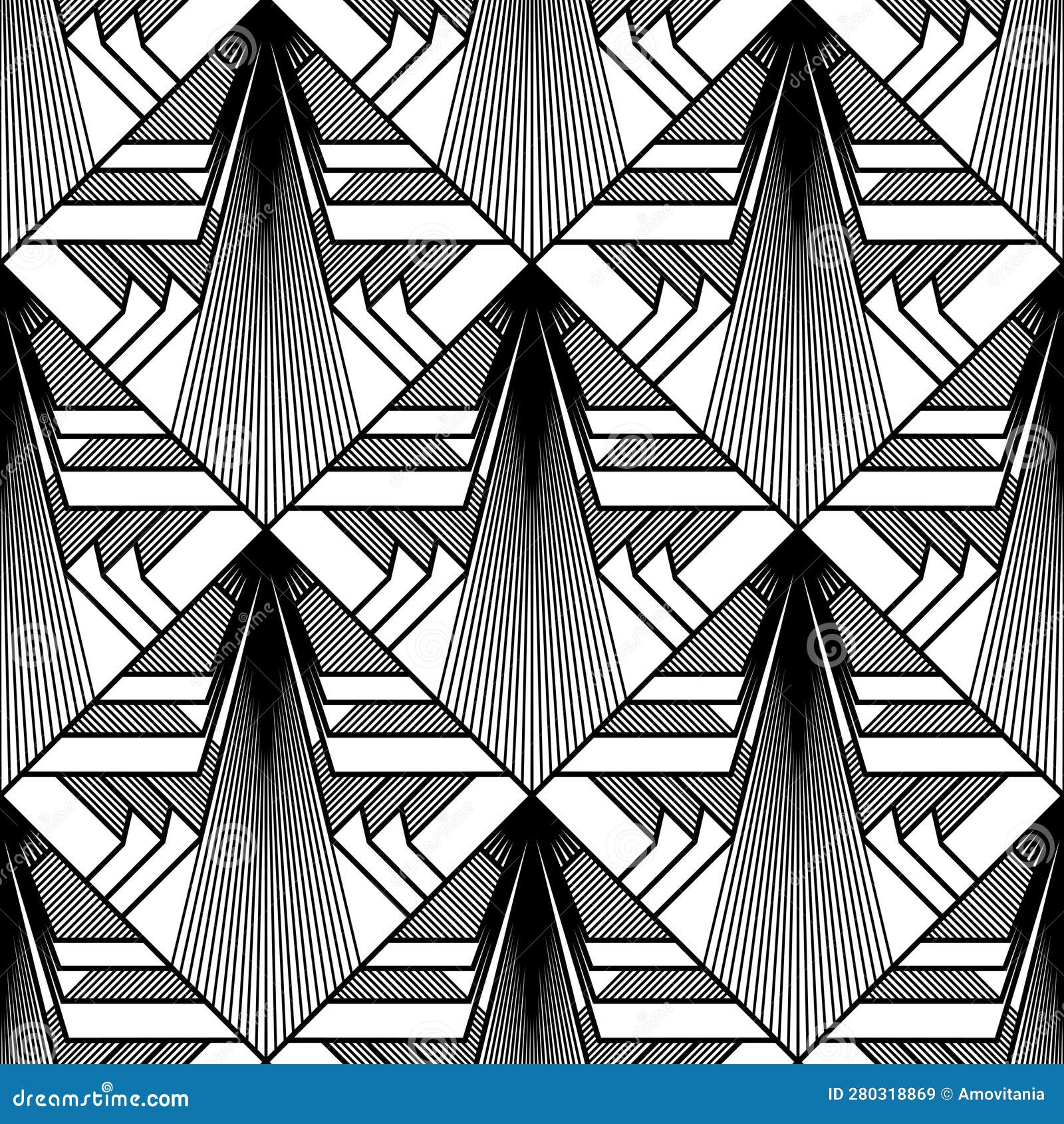 Art Deco Wallpaper. Black and White Seamless Pattern in Roaring ...