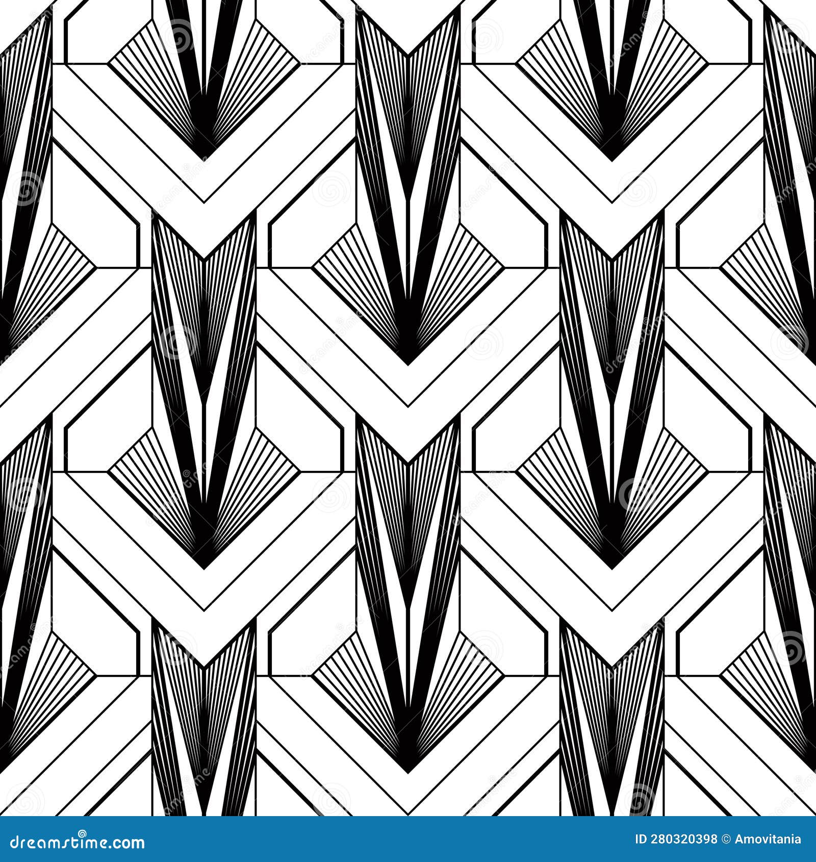 Art Deco Wallpaper. Black and White Seamless Pattern in Roaring ...