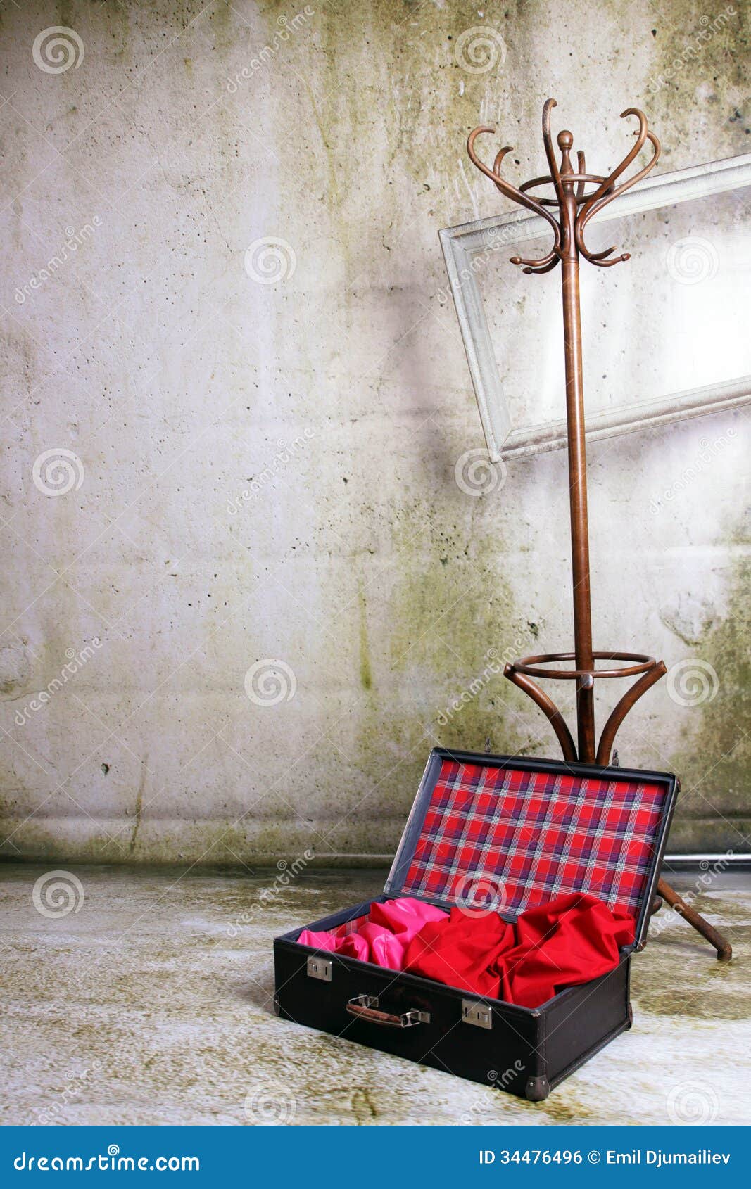Art Decoration Suitcase and Wooden Hanger Stock Photo Image of