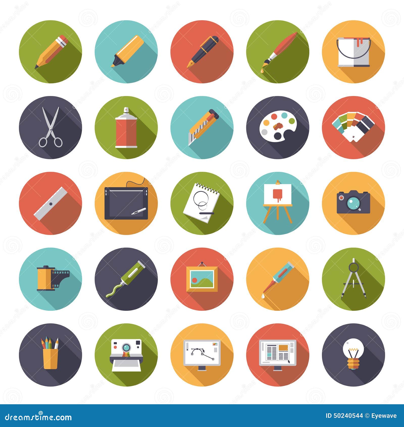 Art And Design Flat Icon Vector Collection Stock Vector ...
