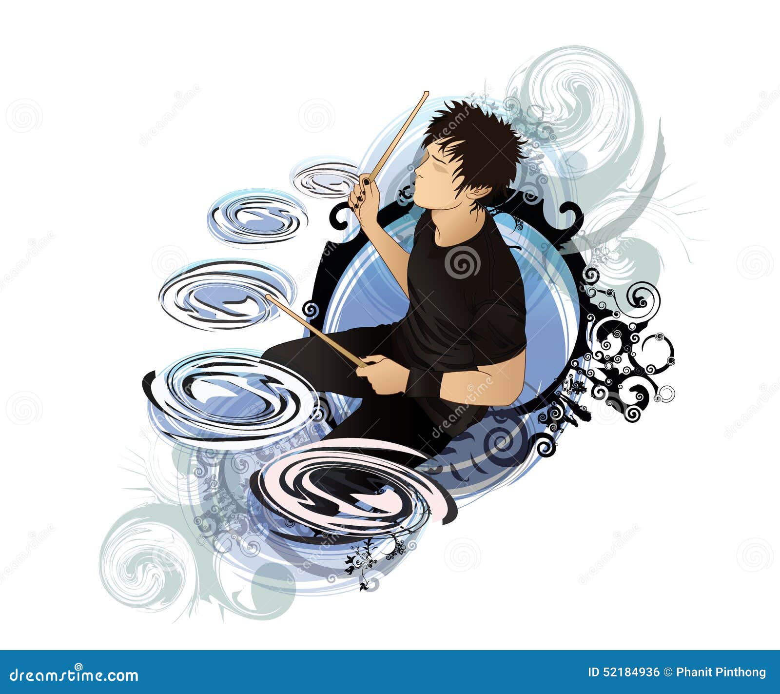 Art Drummer stock vector. Illustration of musician, music 52184936