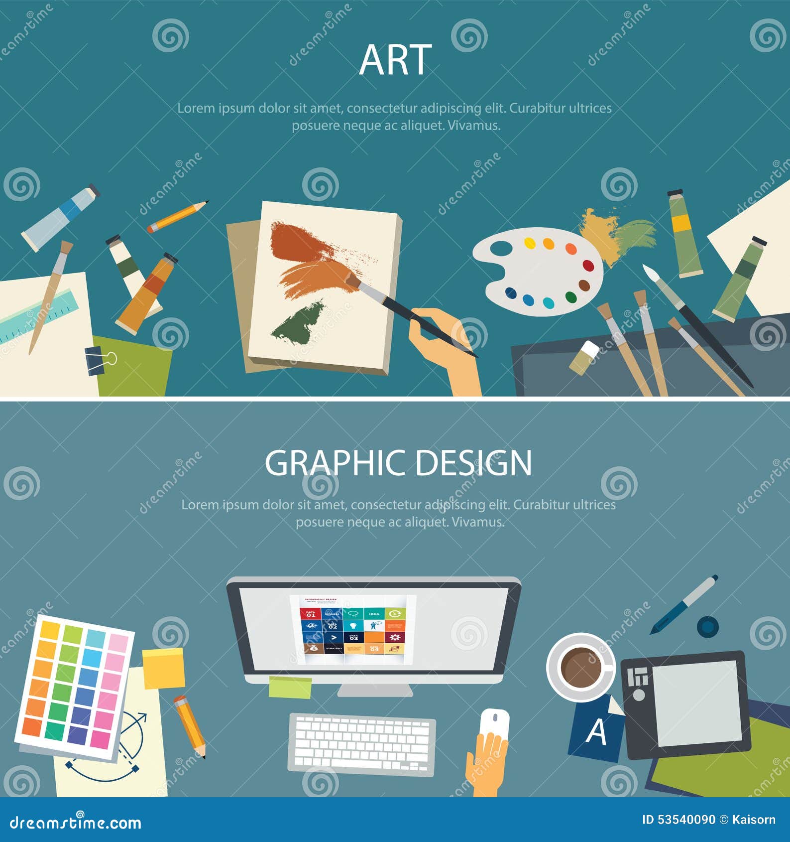 art education and graphic  web banner flat 