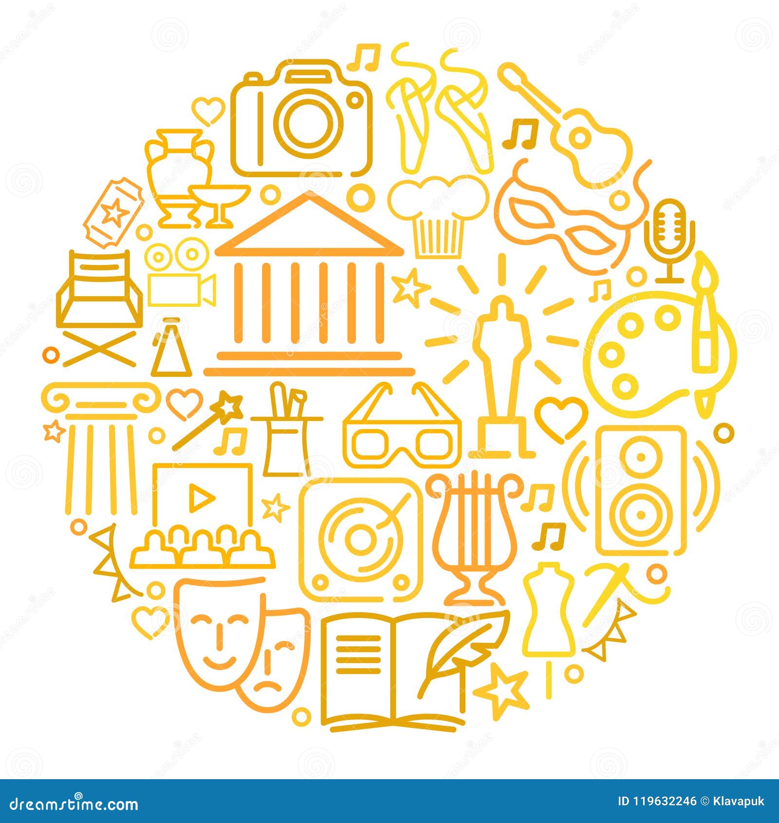 Arts and Entertainment Icons in the Form of a Circle Stock Vector ...