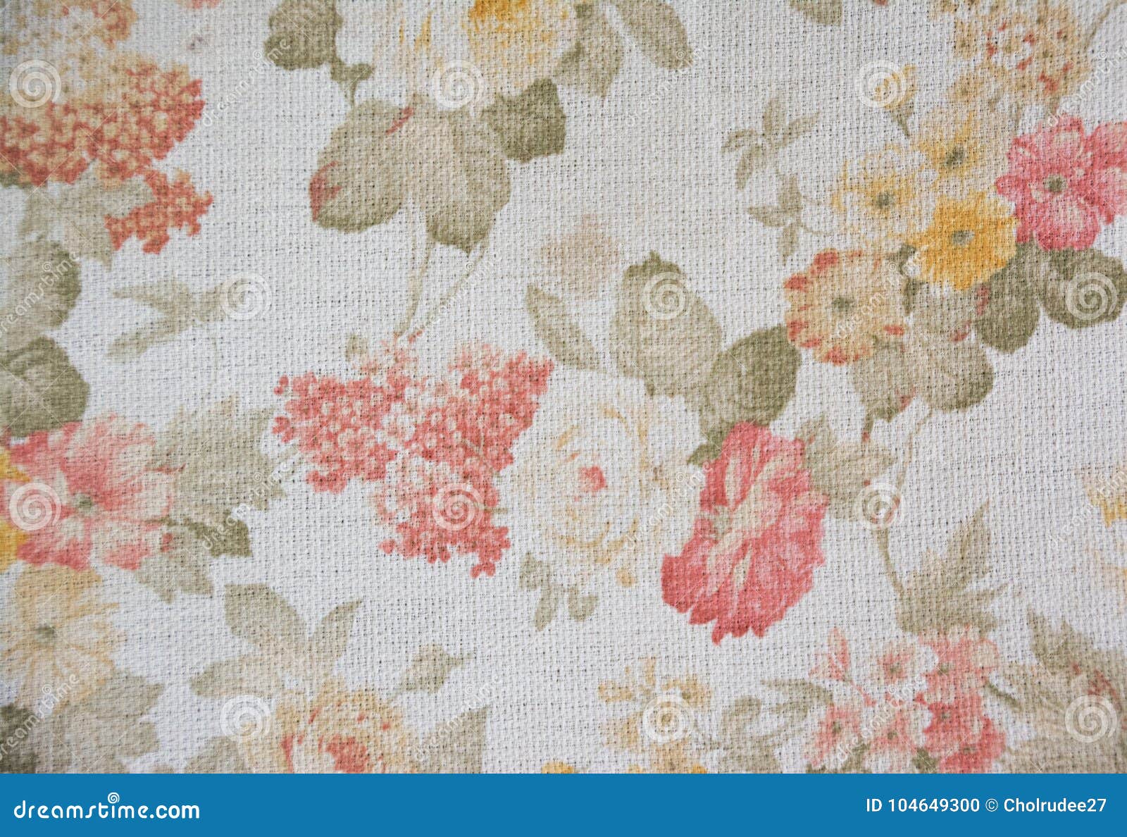 art flora texture on white fabric background