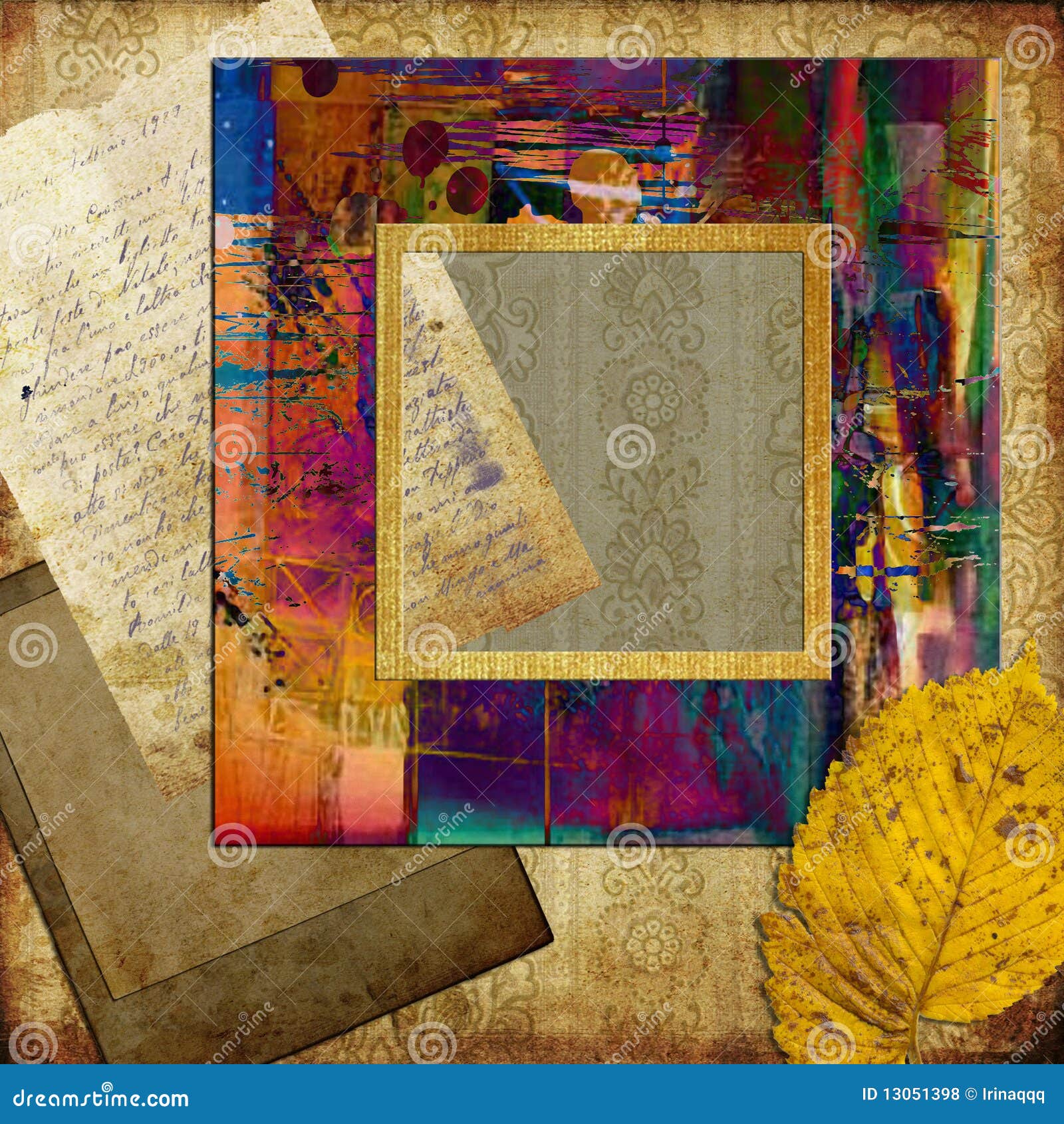 Art Frame on Pattern Wallpaper Stock Illustration Illustration of