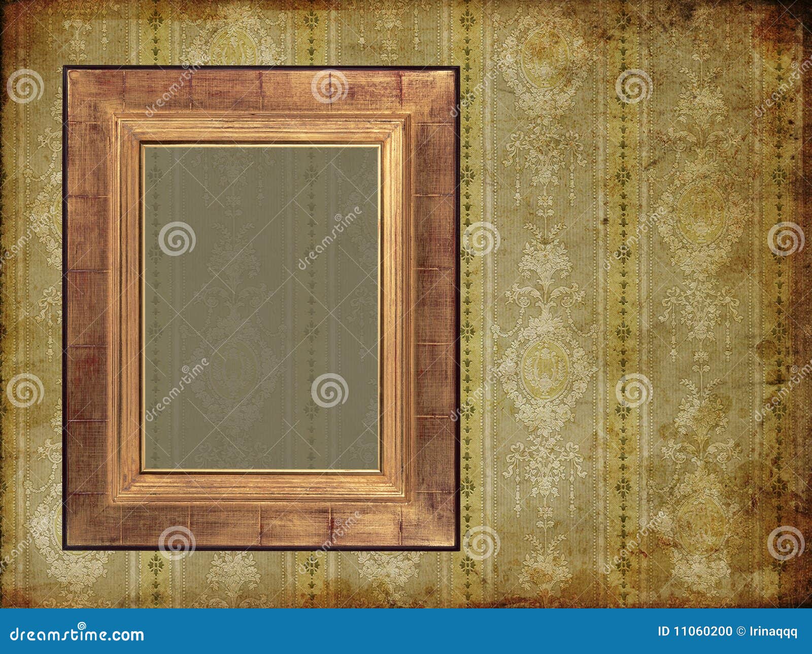 Art frame on wallpaper stock photo. Image of baroque 11060200