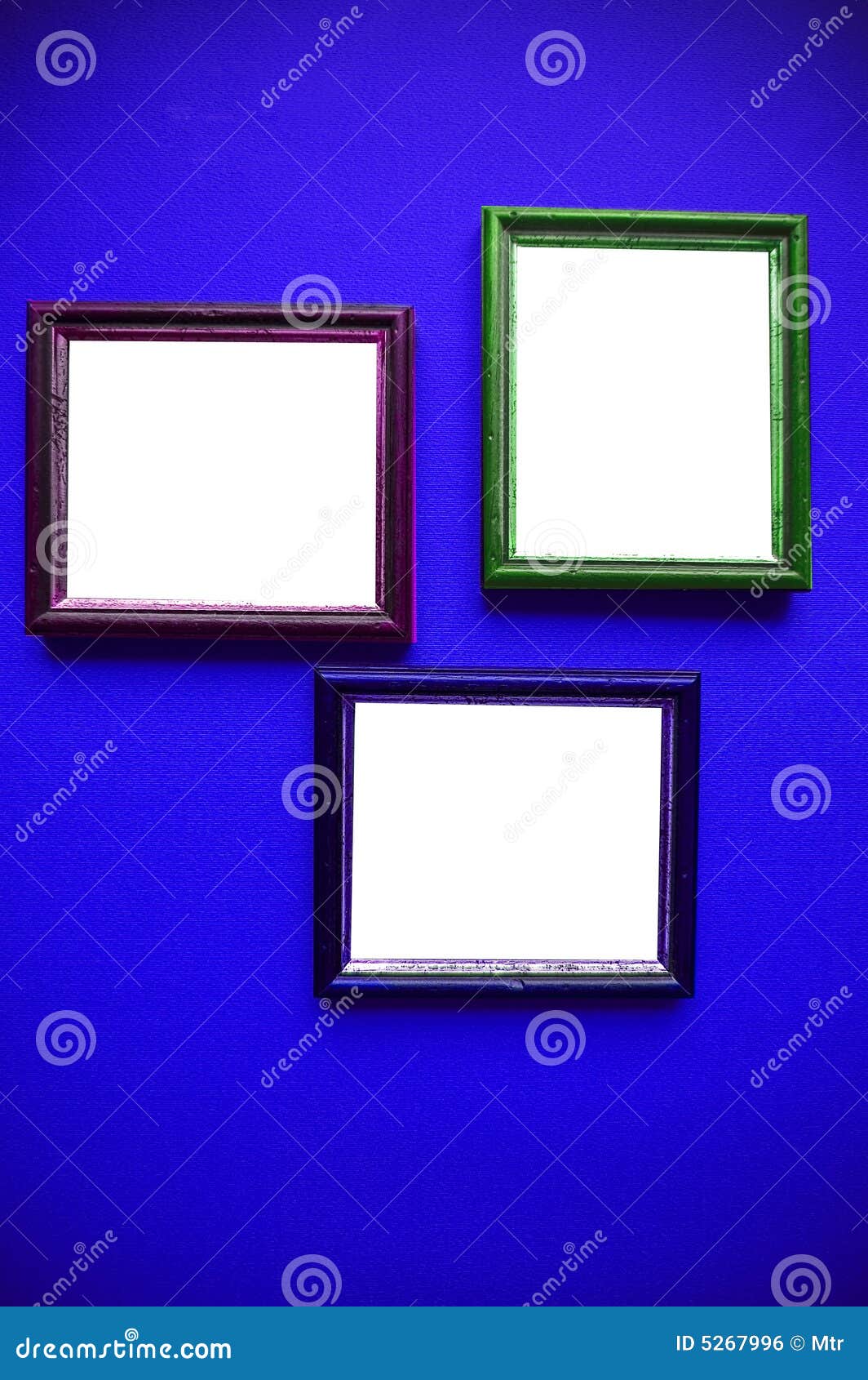 Art frames on blue wall stock photo. Image of lamp, concept 5267996