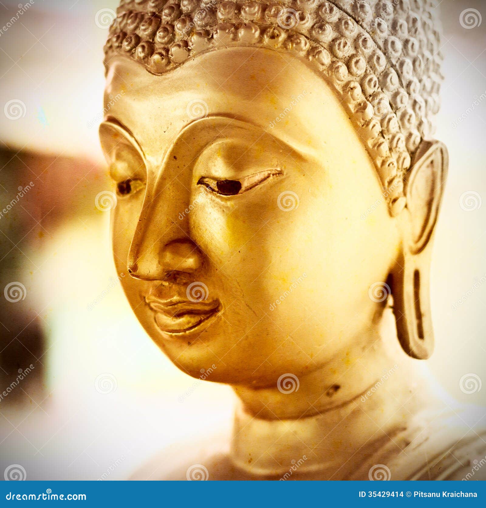 Vintage Buddha Statue In Public Location Temple San Kamphaeng Chiang