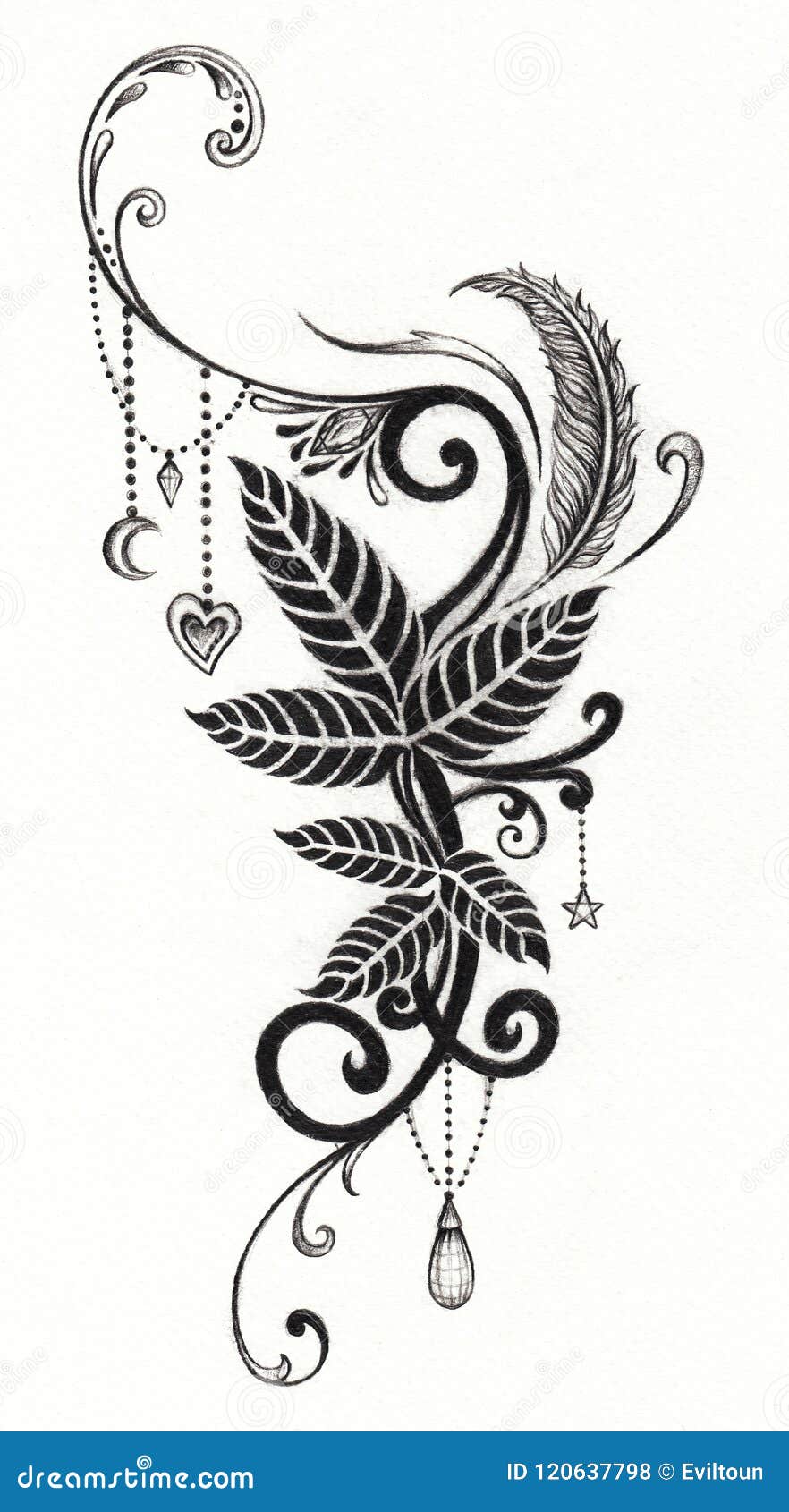 Tropical Palm Leaves Tattoo Design - Tattapic®