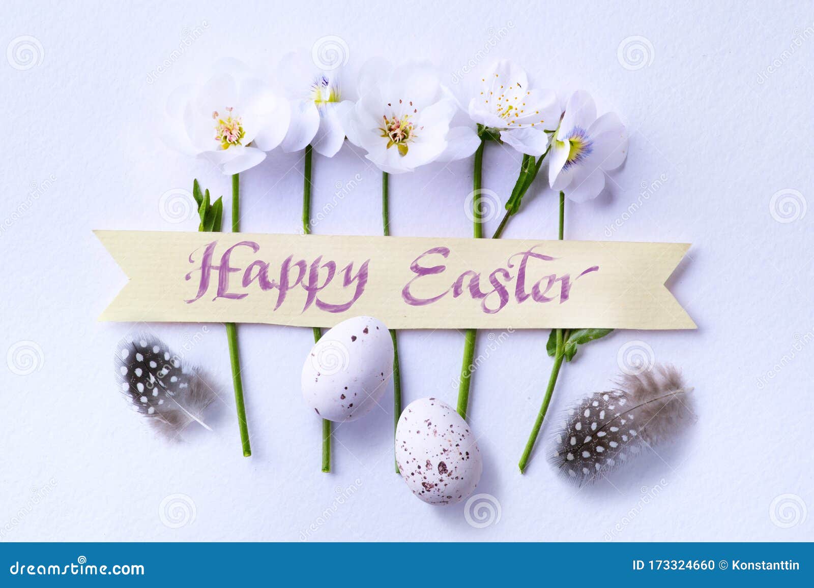 Art Happy Easter Day Card; Decorated Easter Eggs and Spring ...