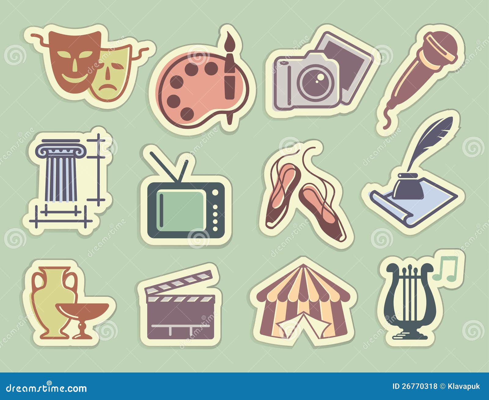 Art icons on stickers stock vector. Illustration of music 26770318