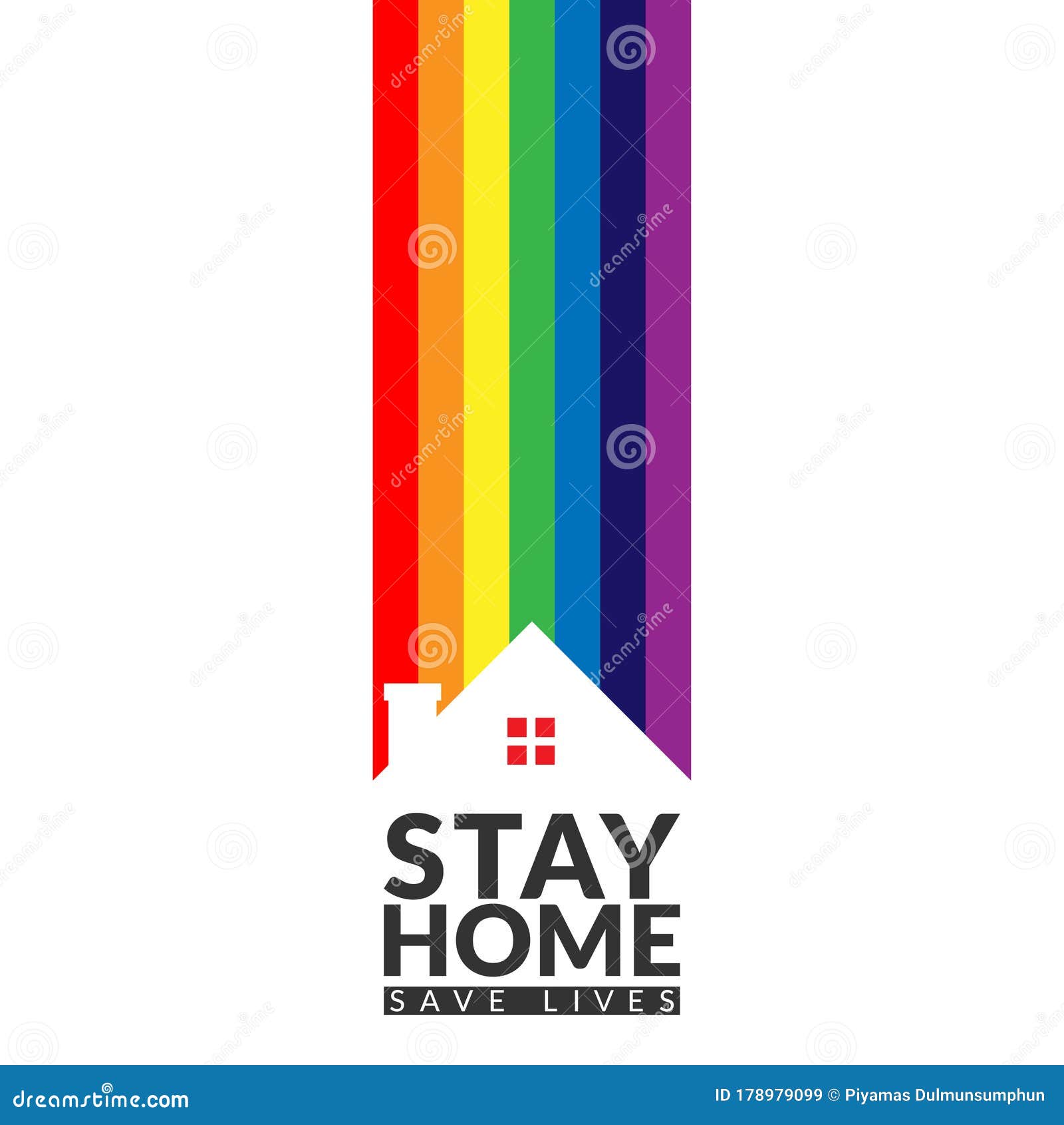 Stay Home Rainbow Illustrations Vectors