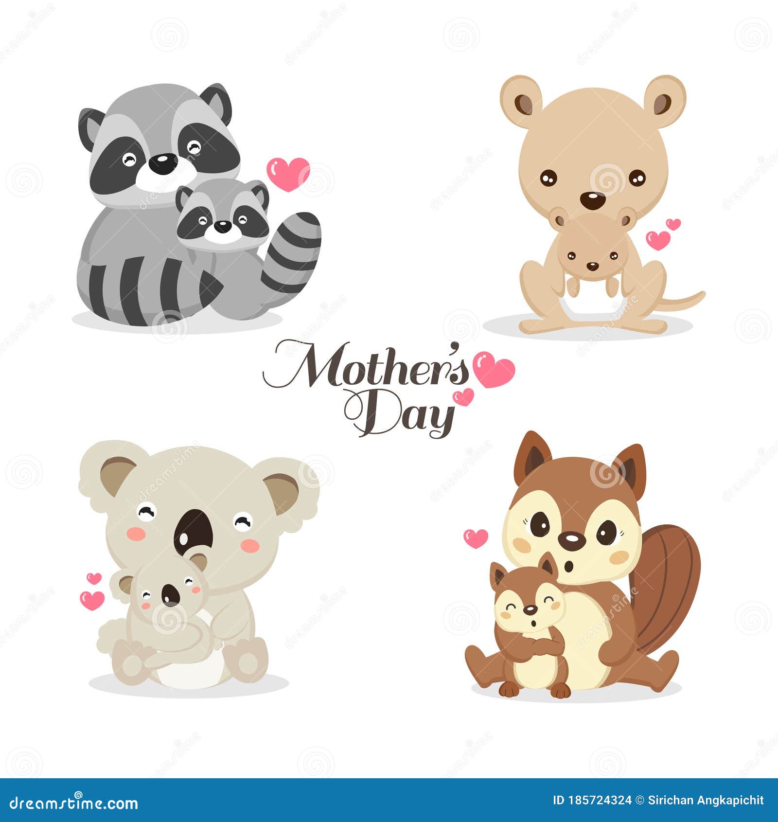 Download Cute Animals For Mother`s Day. Animals Mom And Baby Stock ...